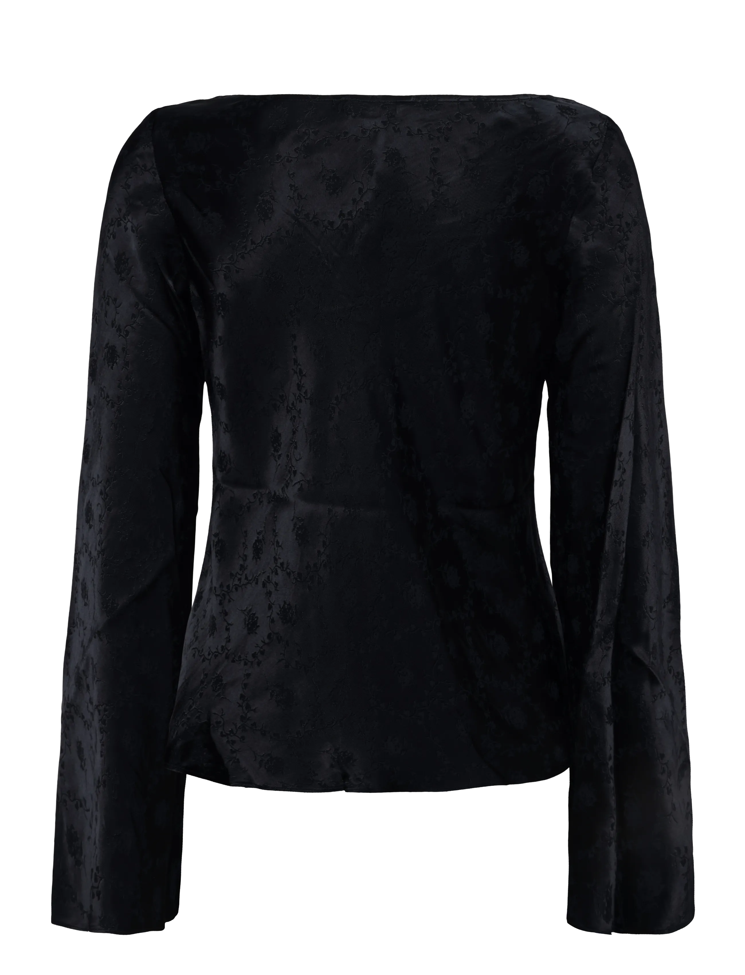 by Ti Mo - Jacquard Drape Top - långärmade blusar - black - 1
