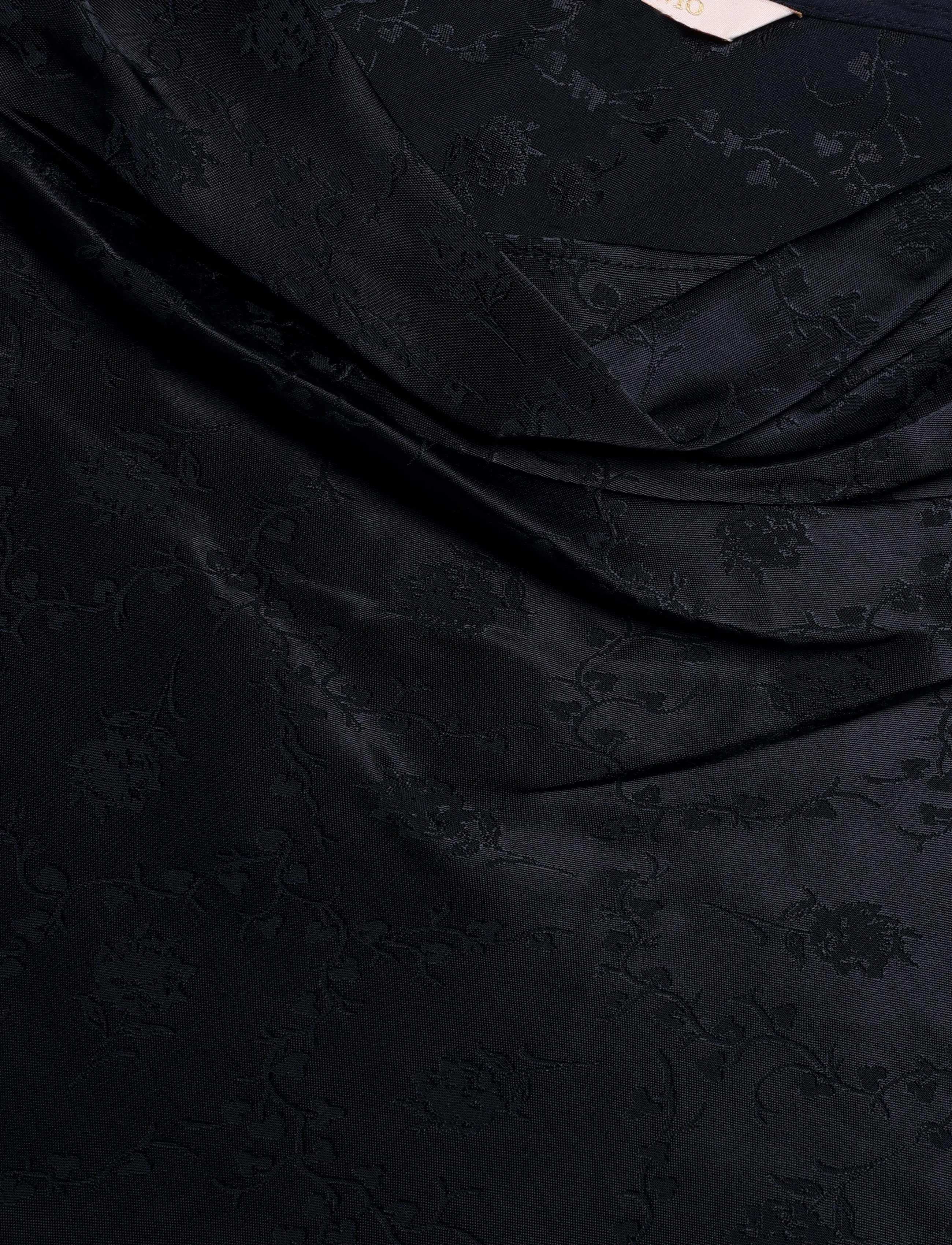 by Ti Mo - Jacquard Drape Top - långärmade blusar - black - 2