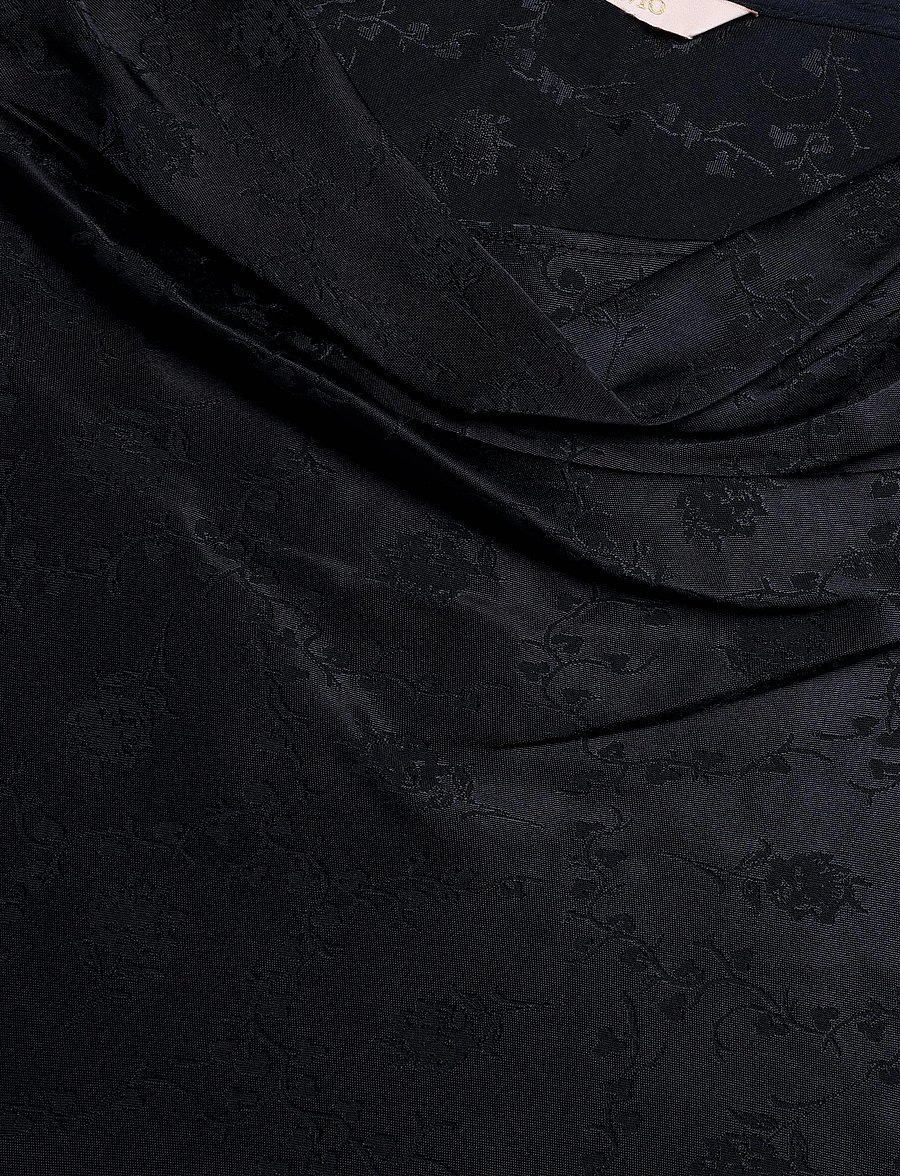 by Ti Mo - Jacquard Drape Top - långärmade blusar - black - 2