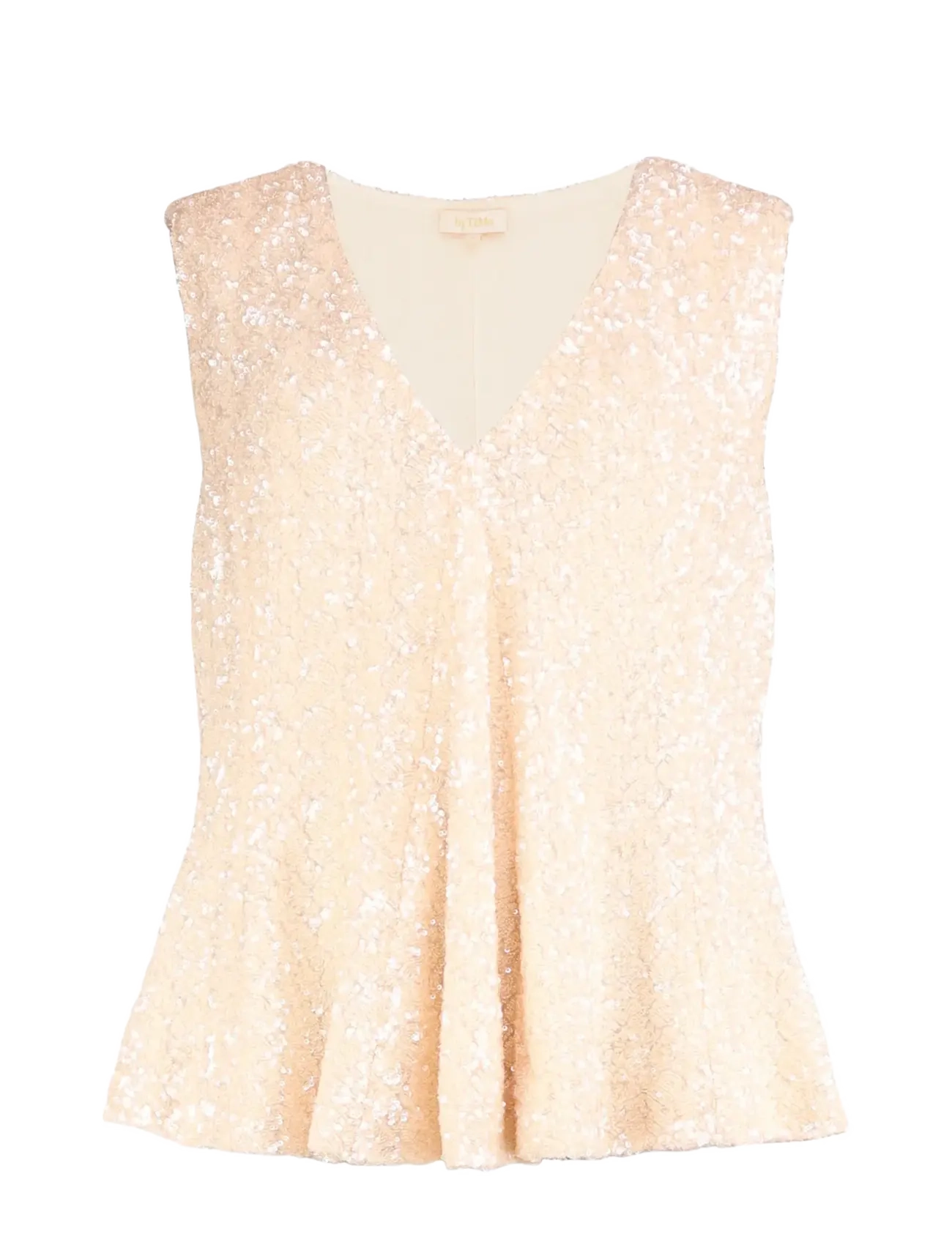 by Ti Mo - Beaded V-Neck Top - champagne - 1