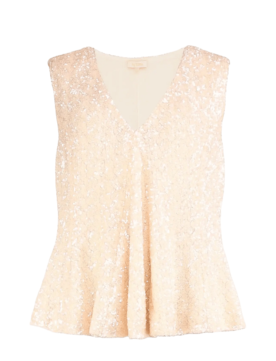 by Ti Mo - Beaded V-Neck Top - Ärmellose tops - champagne - 1