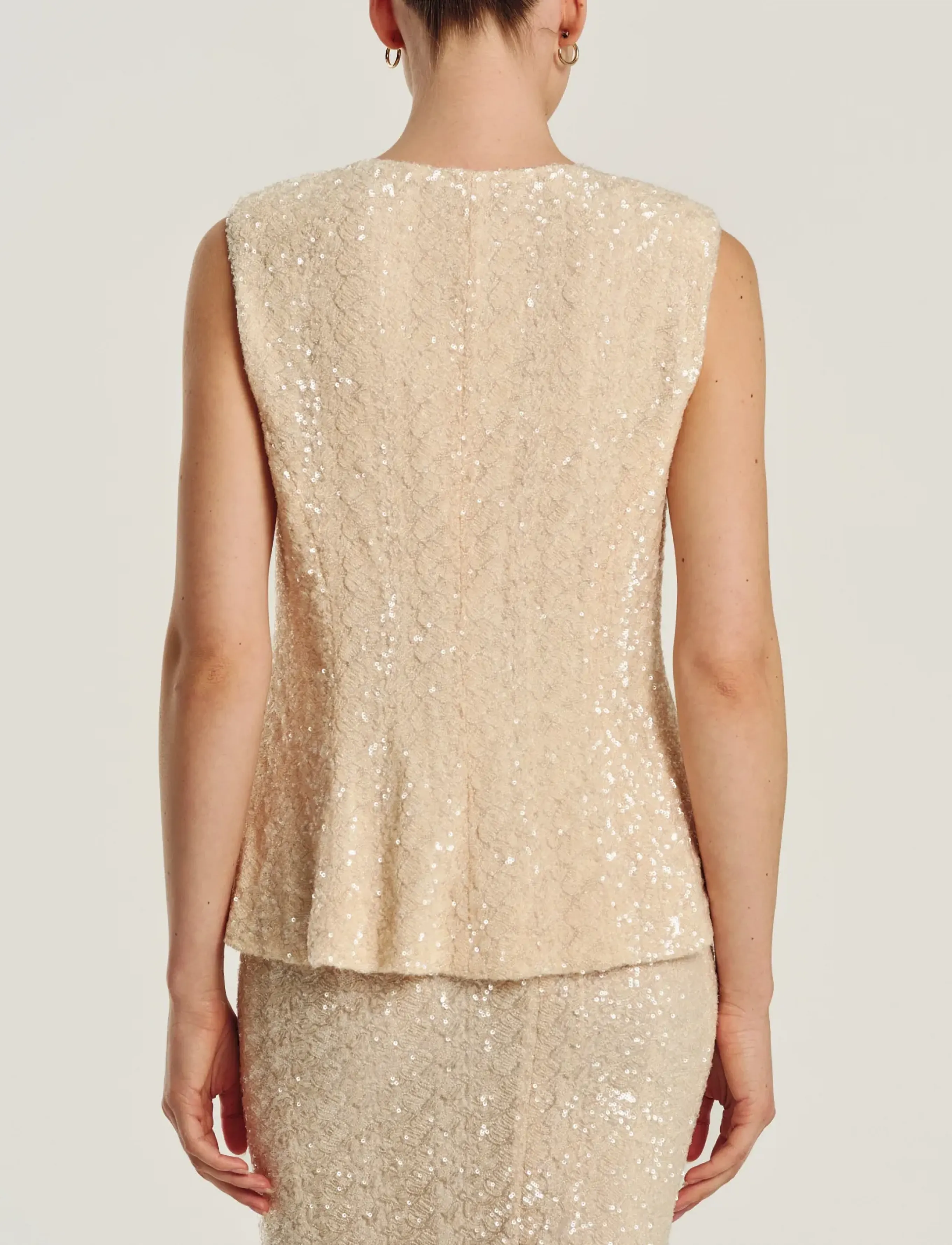 by Ti Mo - Beaded V-Neck Top - champagne - 3
