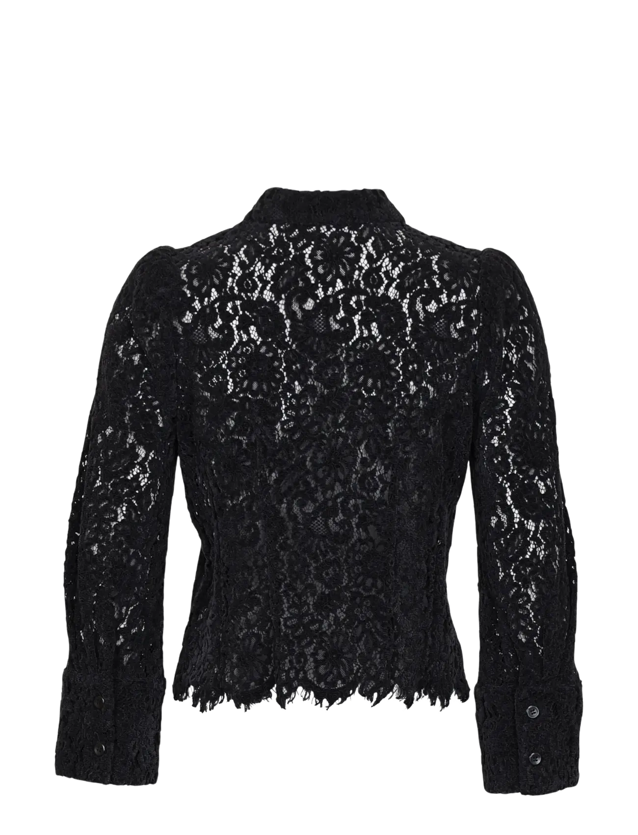 by Ti Mo - Lace Velvet Shirt - long-sleeved shirts - black - 2