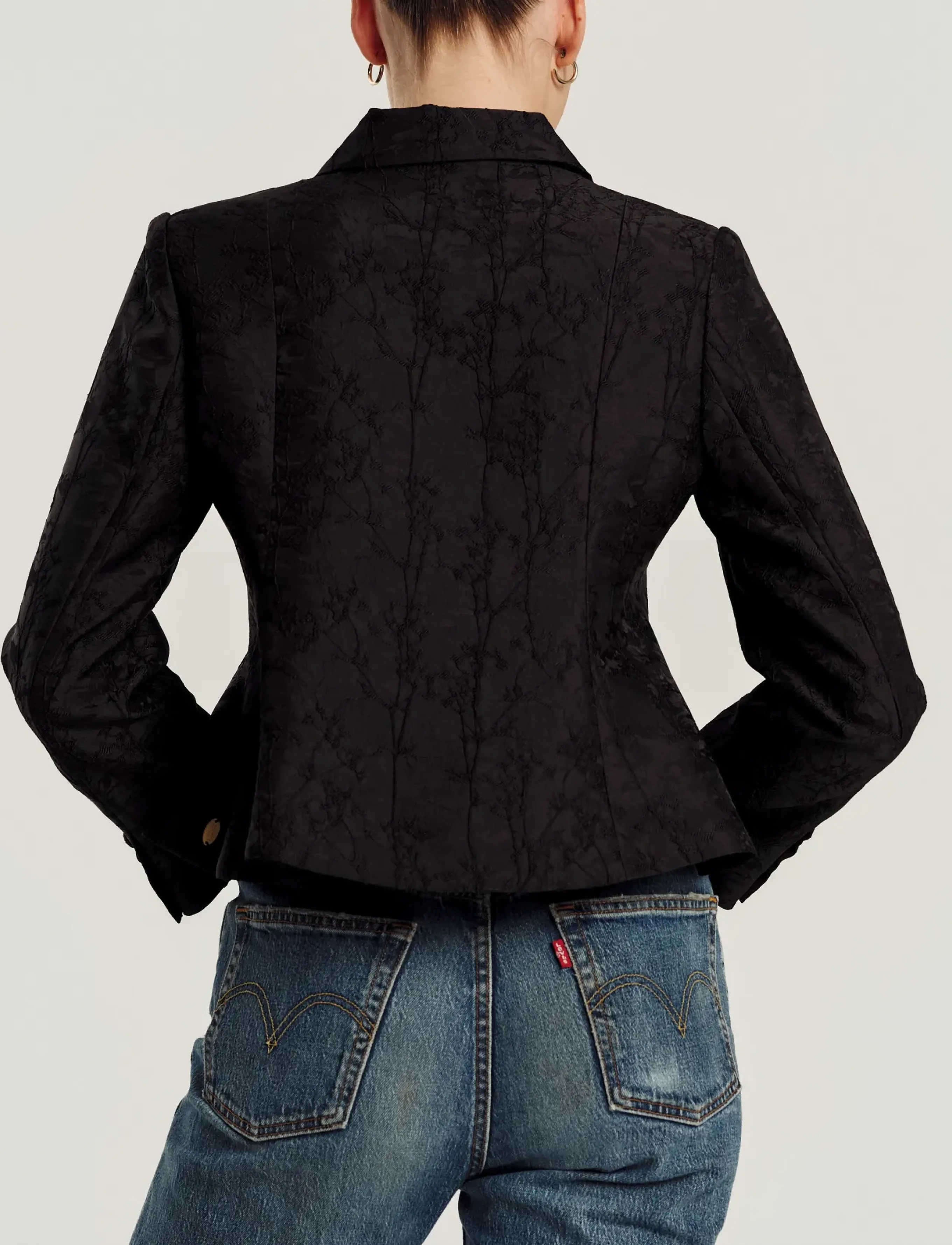by Ti Mo - Brocade Blazer - Üherealised pintsakud - black - 3
