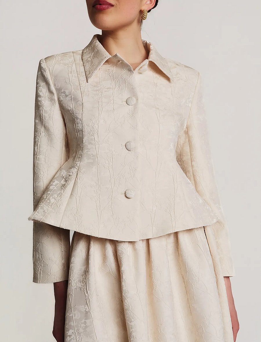 by Ti Mo - Brocade Blazer - enkeltradede blazere - vintage white - 0