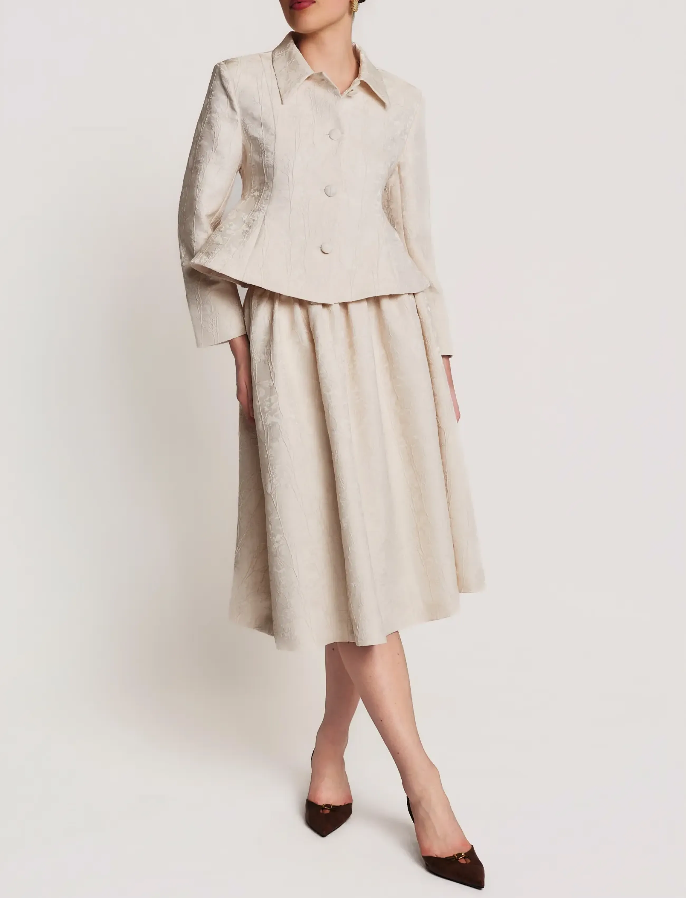 by Ti Mo - Brocade Blazer - enkeltradede blazere - vintage white - 3