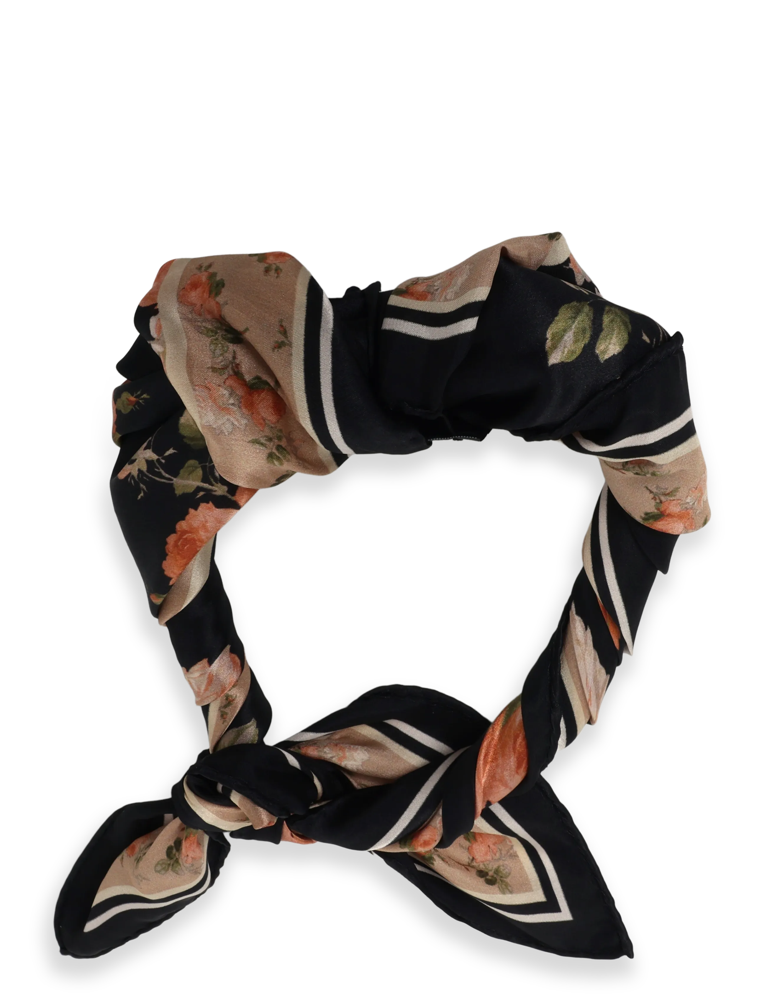 by Ti Mo Silk Scarf 60x60 - Lightweight scarves - BLOOMING NIGHT / black