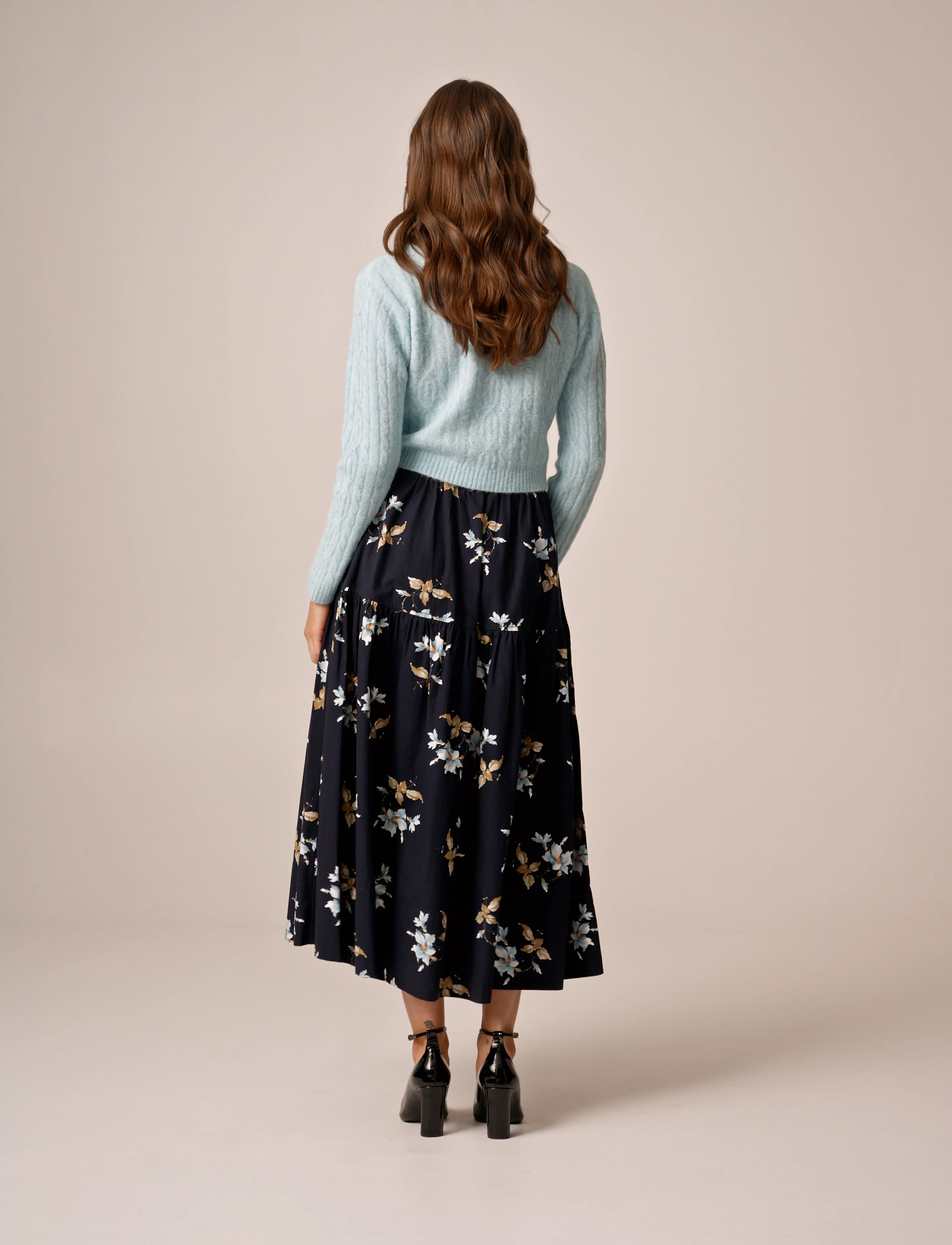 by Ti Mo - Structured Flowy Skirt - 244 - blue bouquet - 3