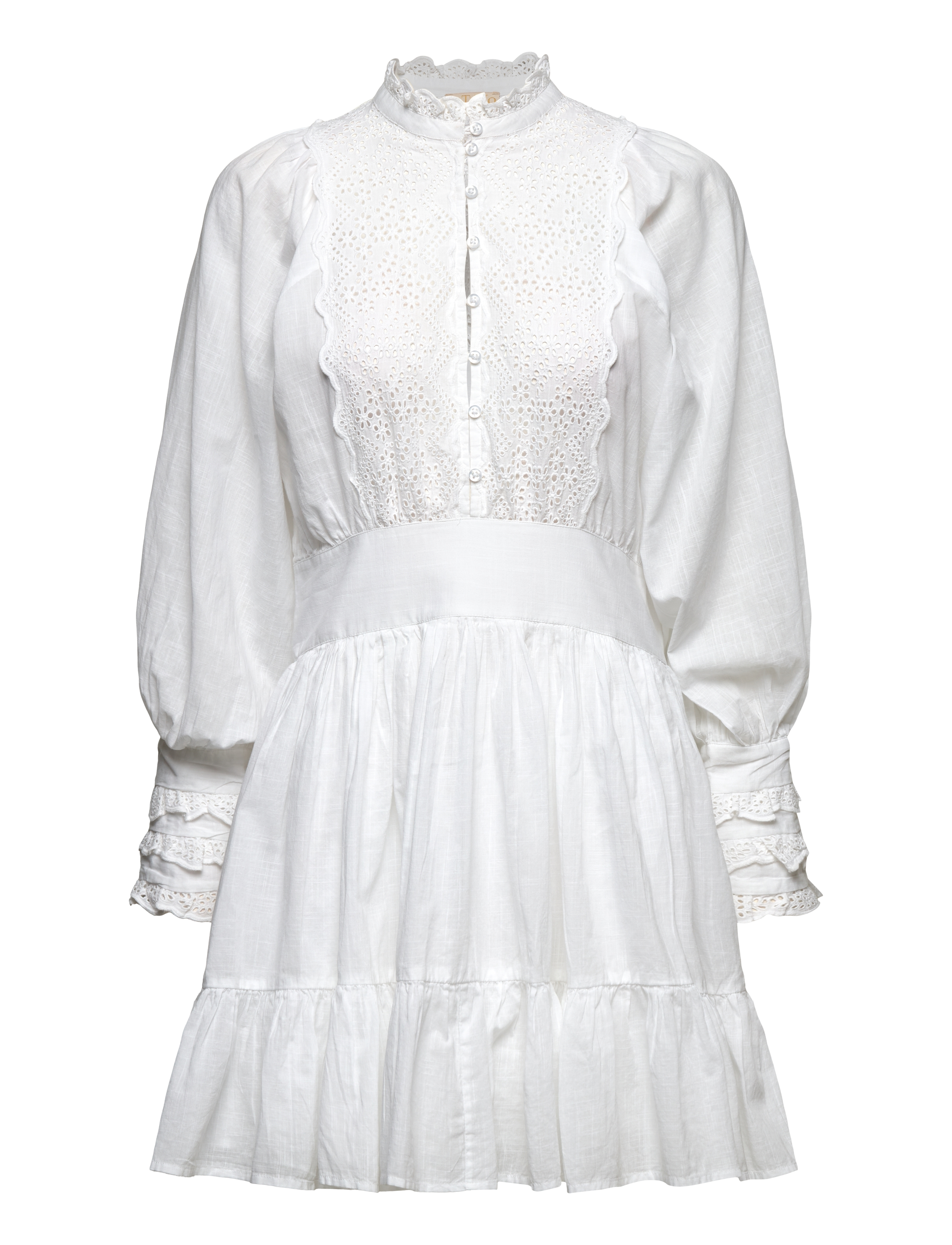 by Ti Mo Cotton Slub Mini Dress - Konfirmationstøj - 001 - WHITE / white