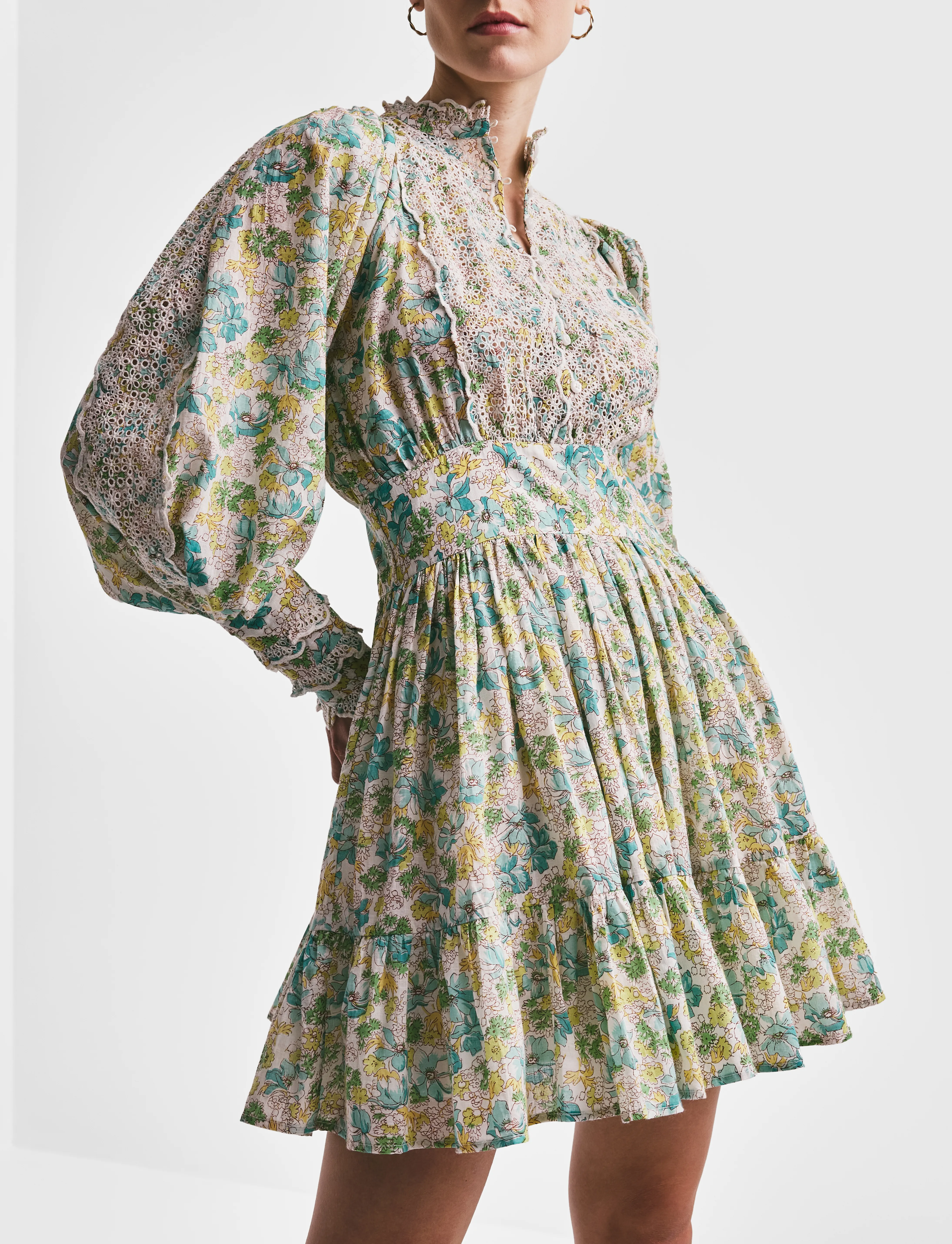 by Ti Mo Cotton Slub Mini Dress - Korte kjoler - 233 - ANEMONE FIELDS / multi