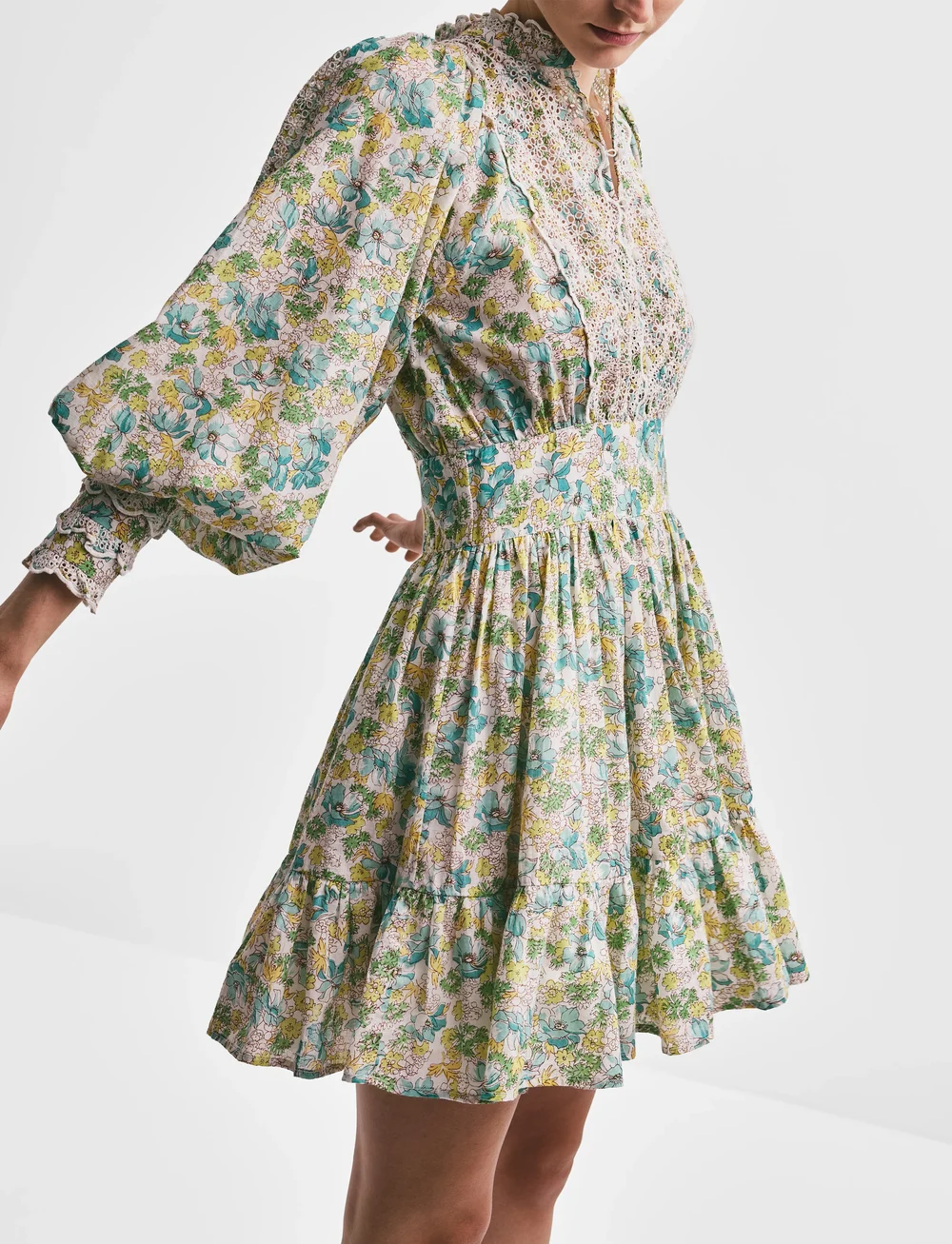 by Ti Mo - Cotton Slub Mini Dress - konfirmation - 233 - anemone fields - 4