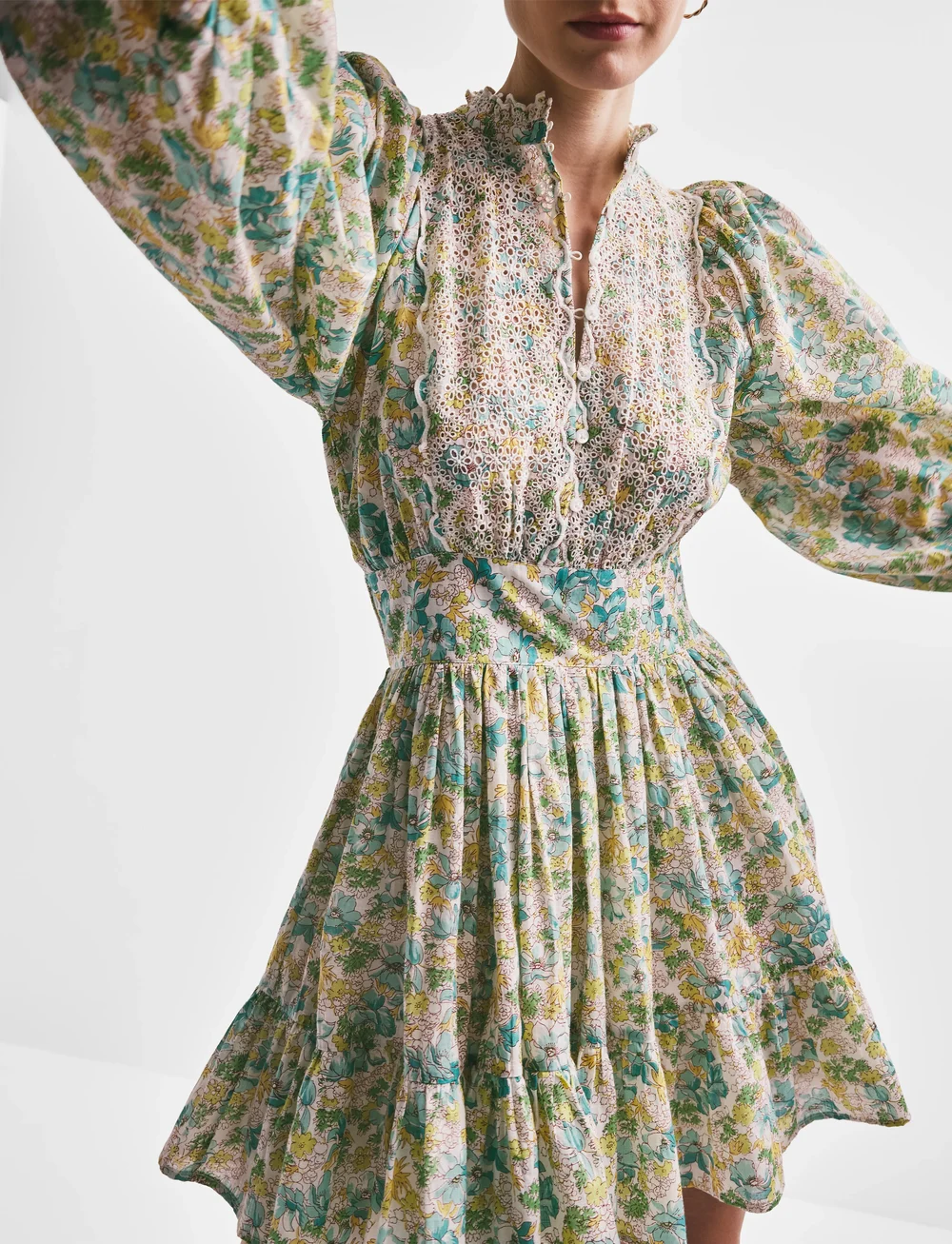 by Ti Mo - Cotton Slub Mini Dress - konfirmation - 233 - anemone fields - 5