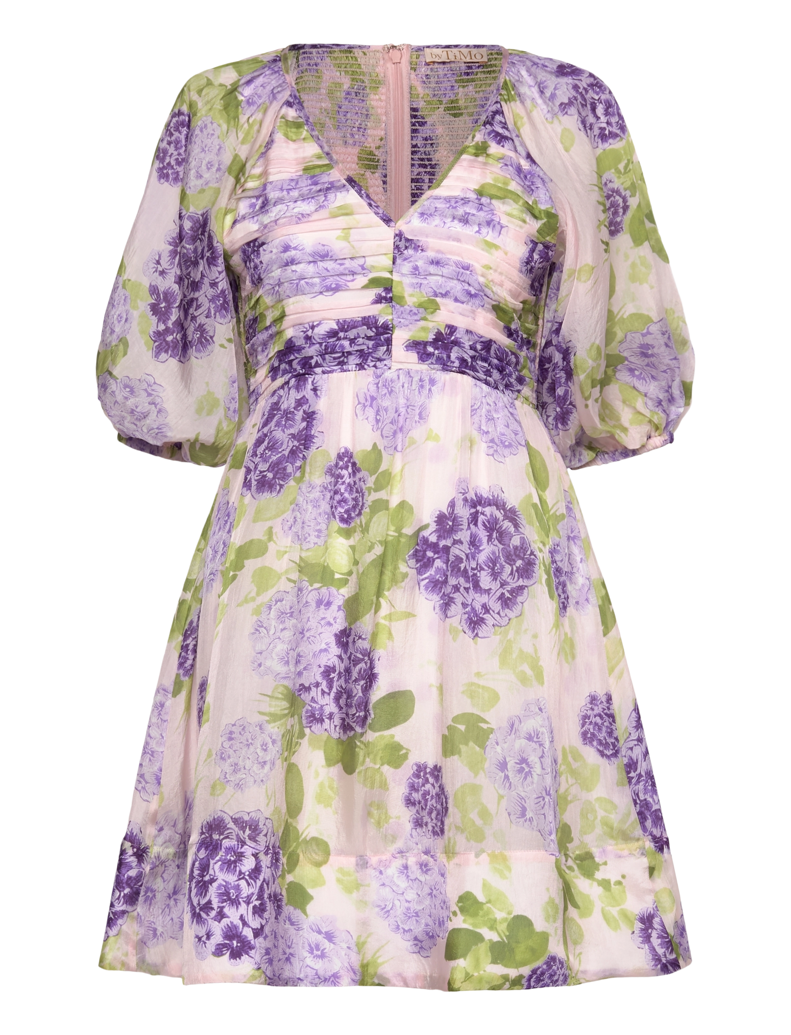 by Ti Mo Cupro Mini Dress, Kvinder, Blomstret Minikjole, Lila, Str: S