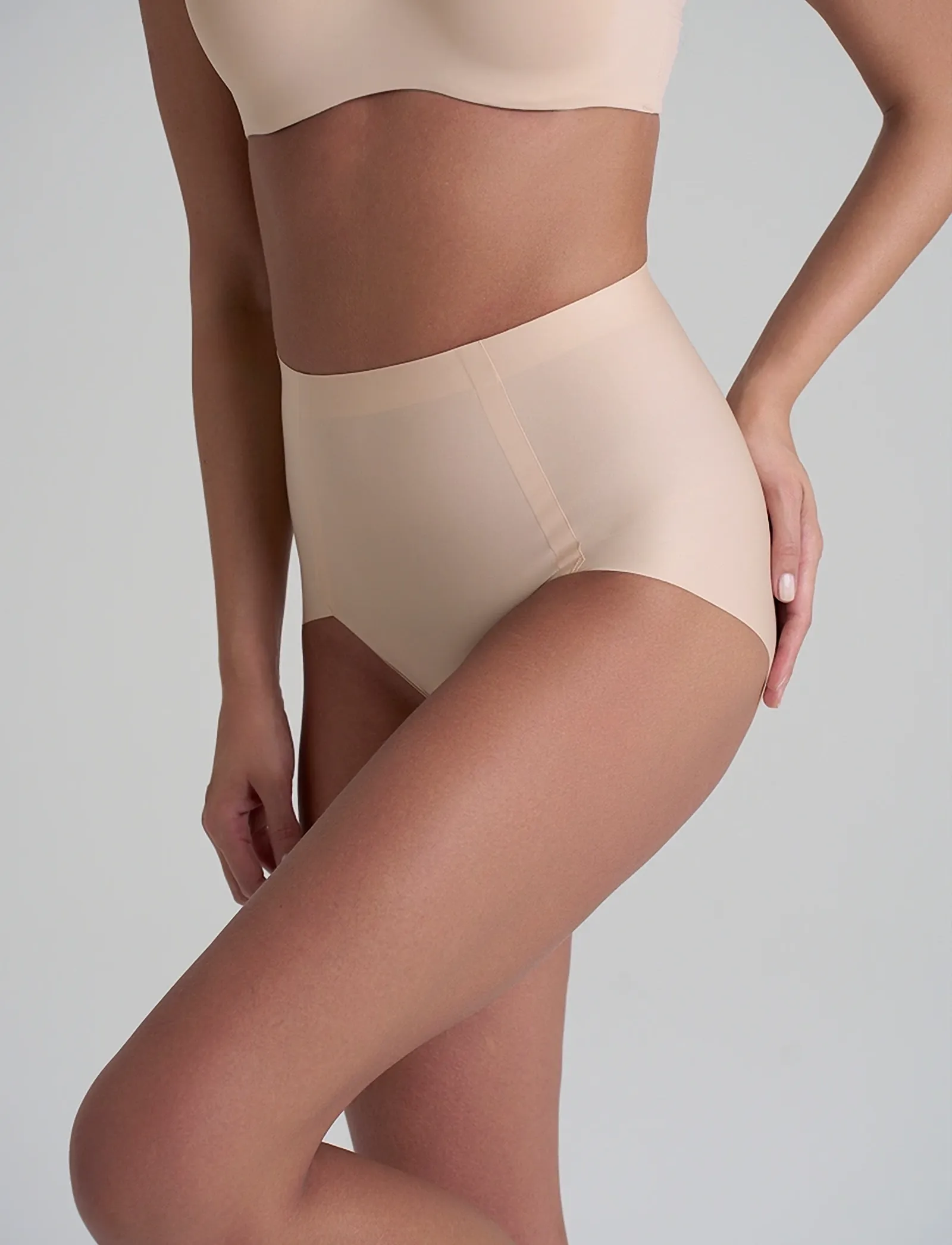 Bye Bra Smooth Essentials Mid Waist Brief 2-Pack, Kvinder, Mellemhøj Talje Trusse, Beige, Str: XXL