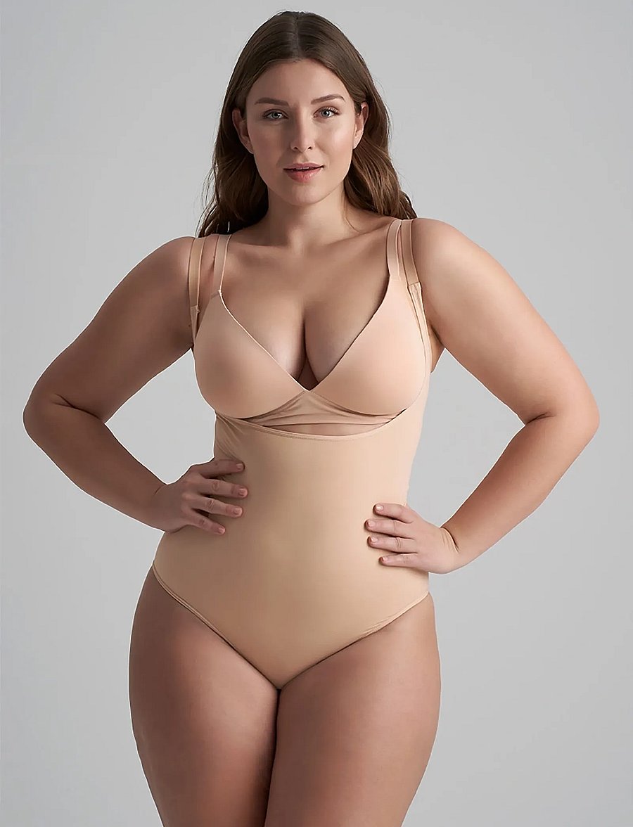 Bye Bra - Soft Touch Seamless Bodysuit Open Bust - shaping nederdelar - beige - 4