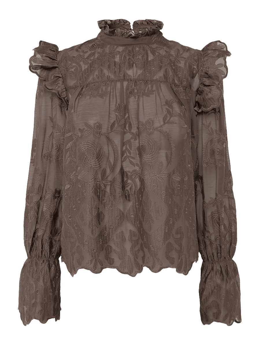 BYIC - EllinorIC Lace Shirt - blazere med bælte - vintage brown - 1