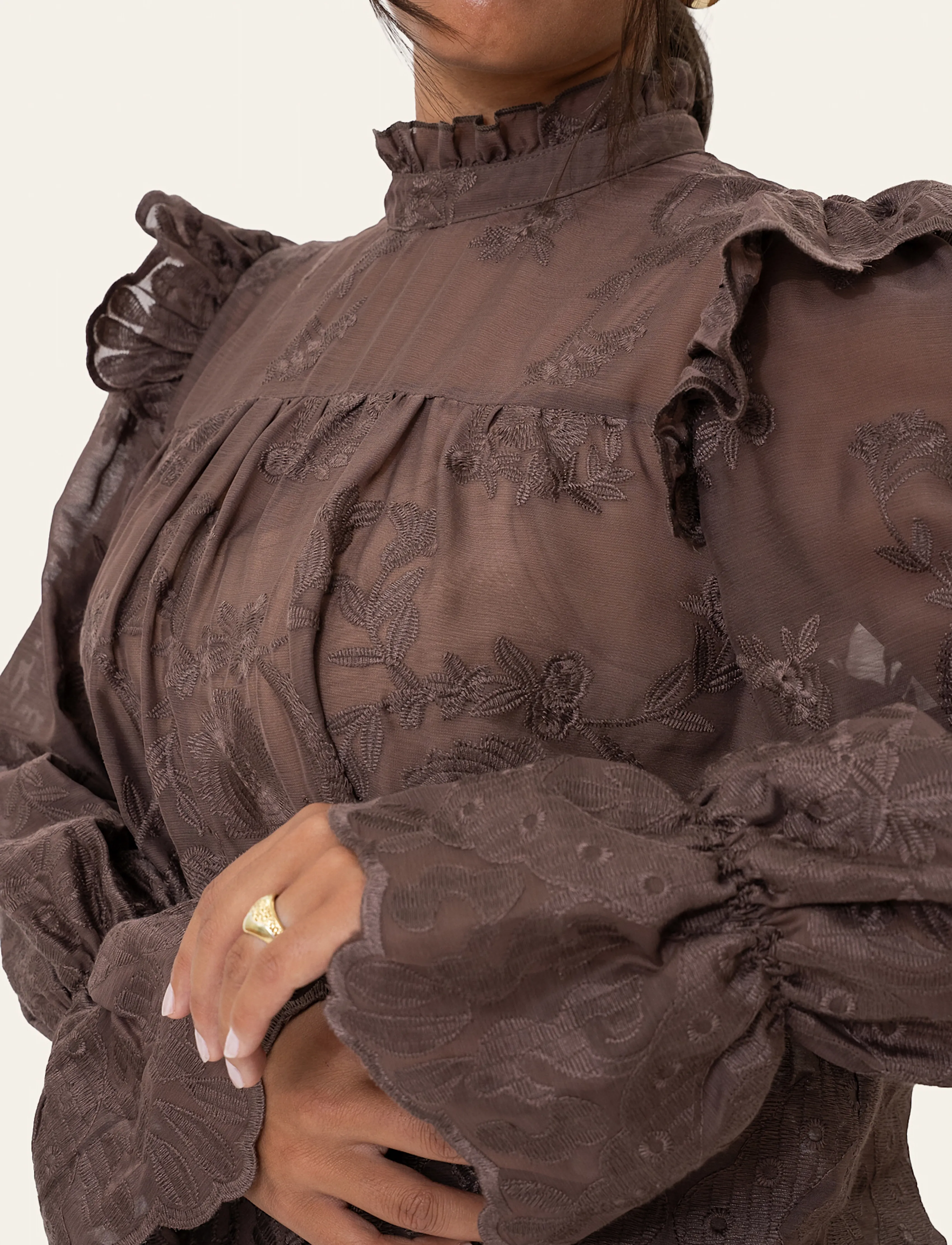 BYIC - EllinorIC Lace Shirt - blazere med bælte - vintage brown - 3