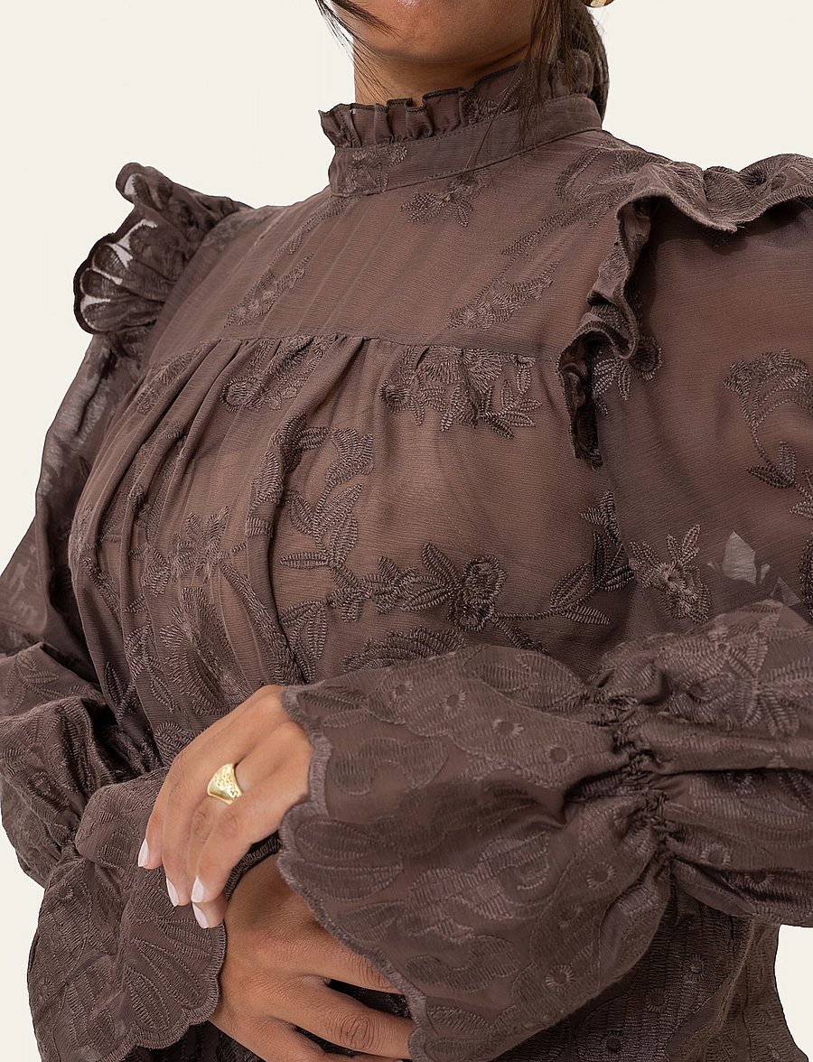 BYIC - EllinorIC Lace Shirt - blazere med bælte - vintage brown - 3