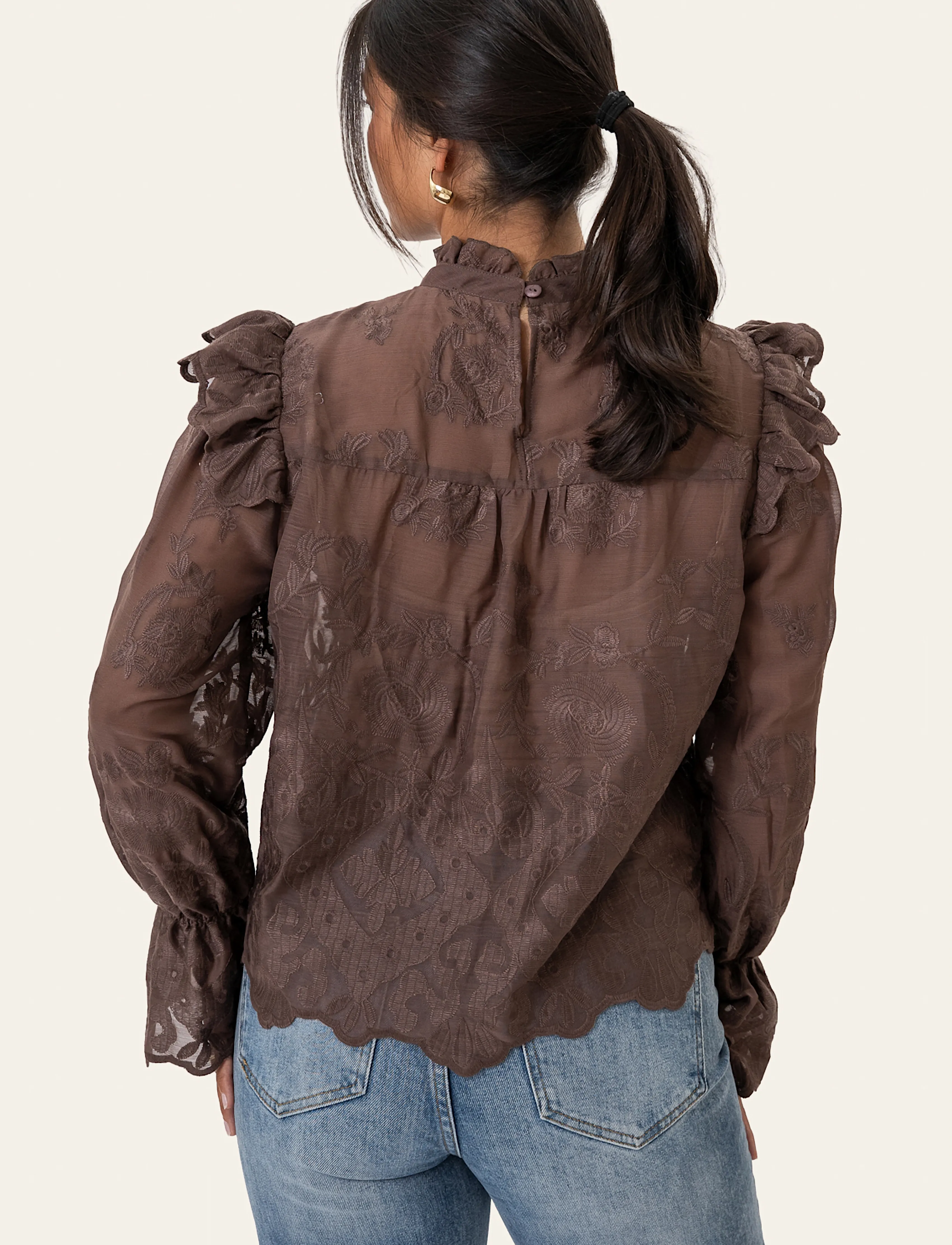 BYIC - EllinorIC Lace Shirt - blazere med bælte - vintage brown - 4