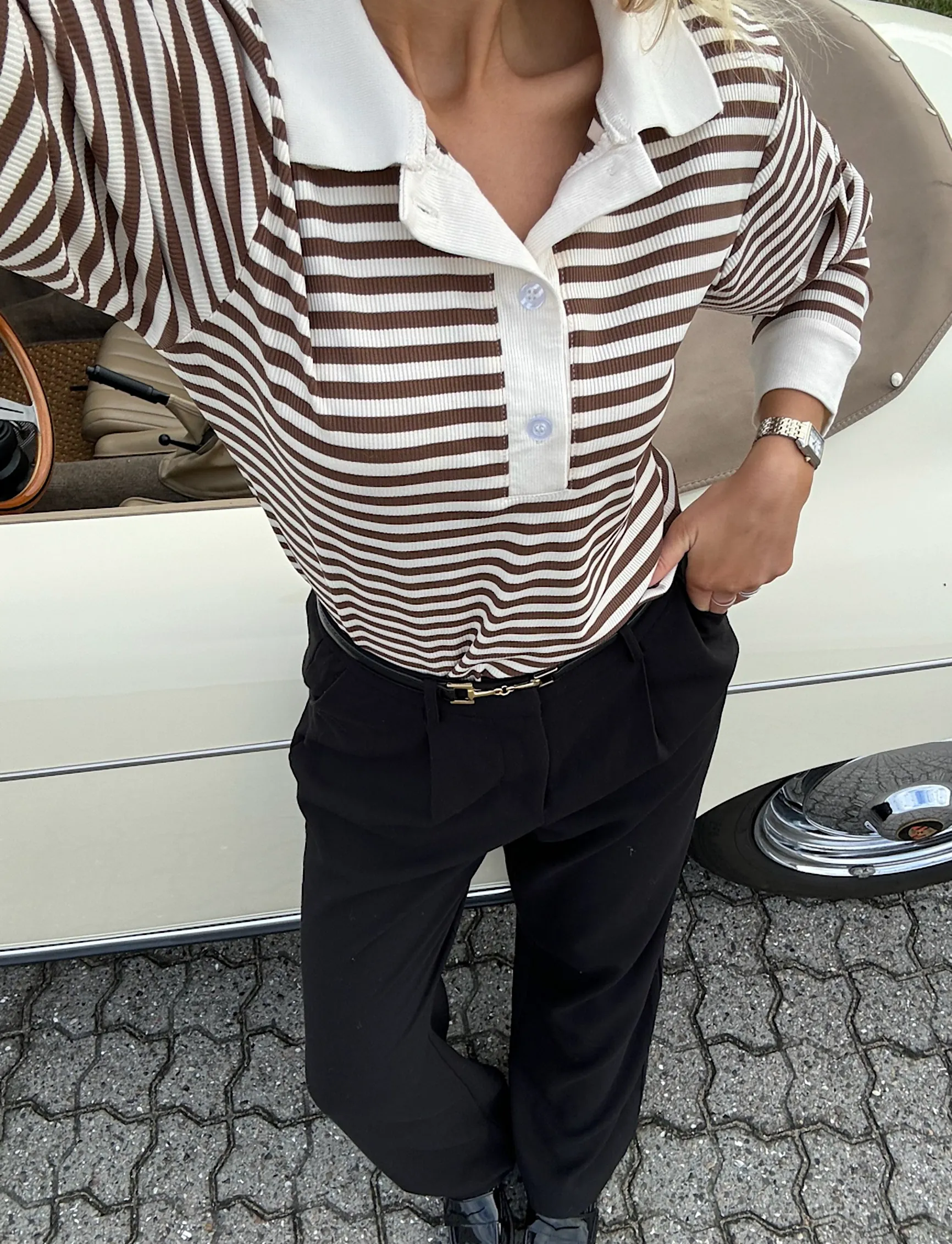 BYIC - CarlyIC Polo - poloer - brown stripes - 0