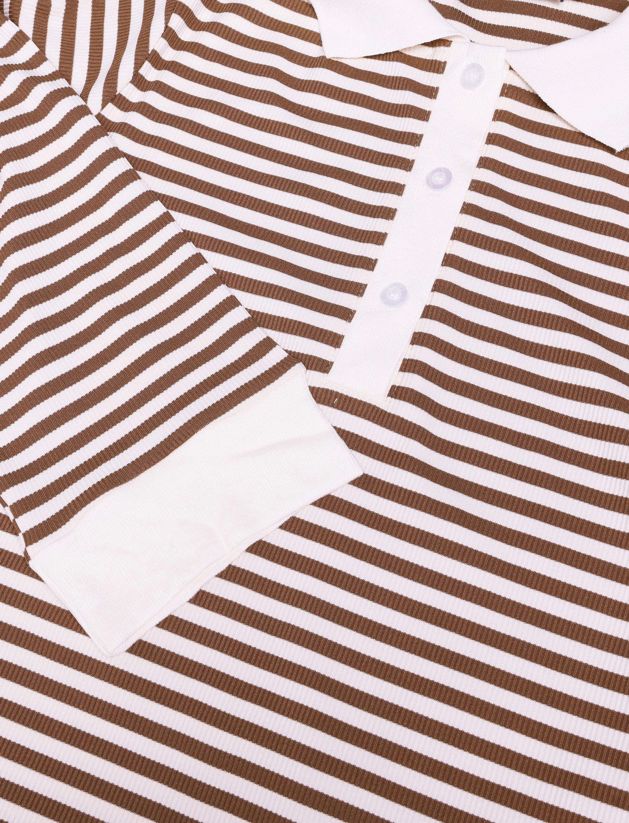BYIC - CarlyIC Polo - poloer - brown stripes - 2