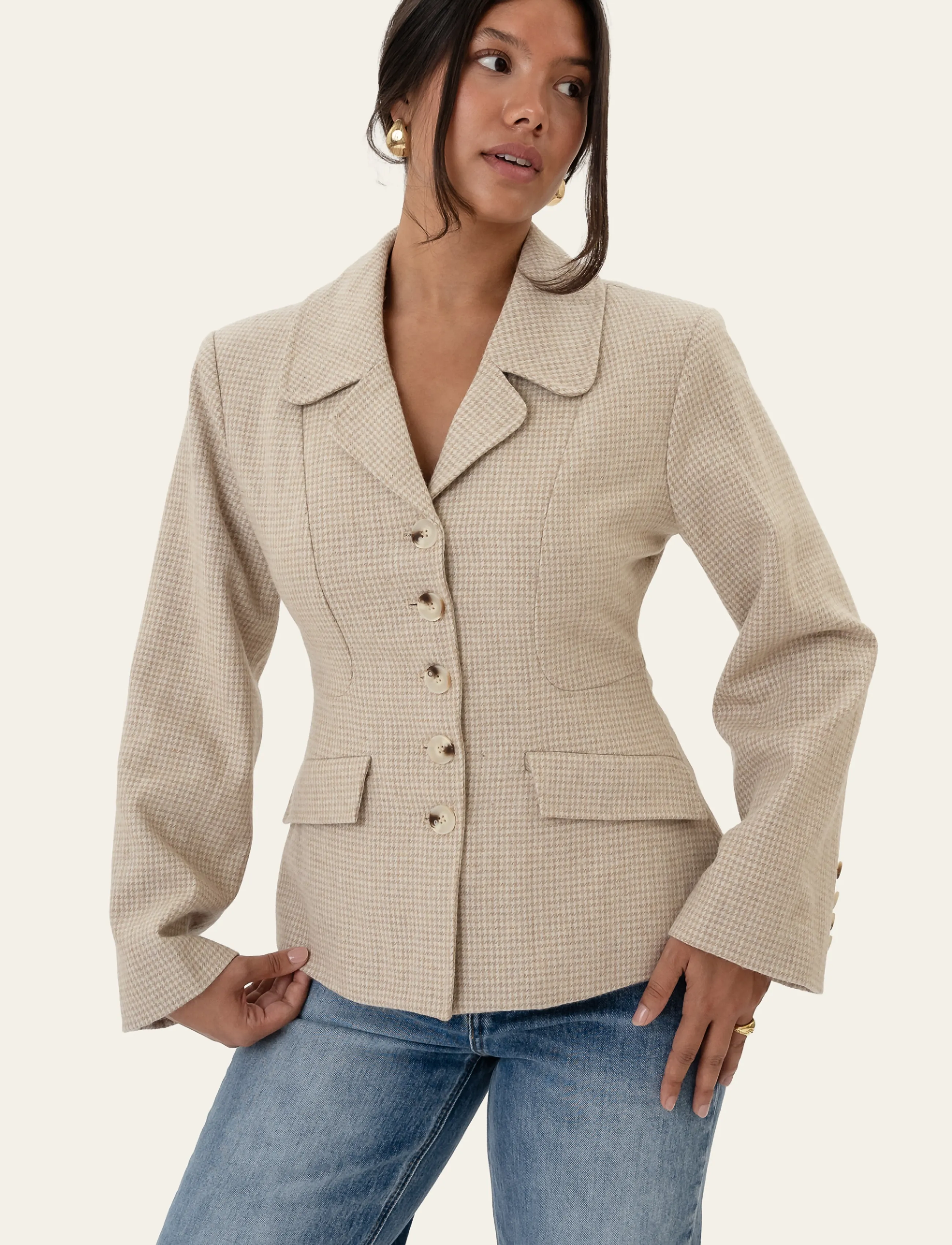 BYIC - StineIC Blazer - single breasted blazers - beige checks - 3
