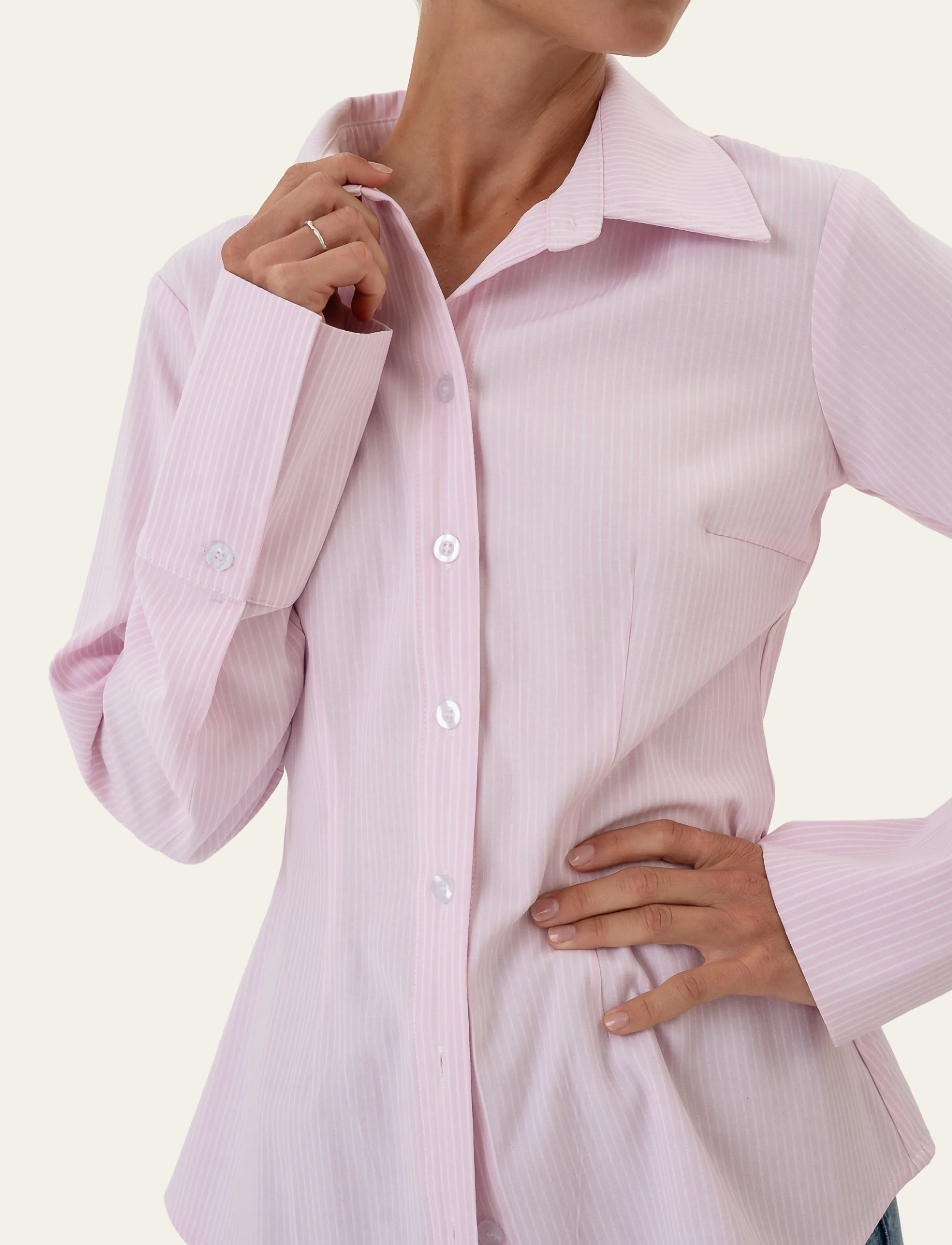 BYIC - SiljeIC Shirt - langärmlige hemden - pink white stripes - 4