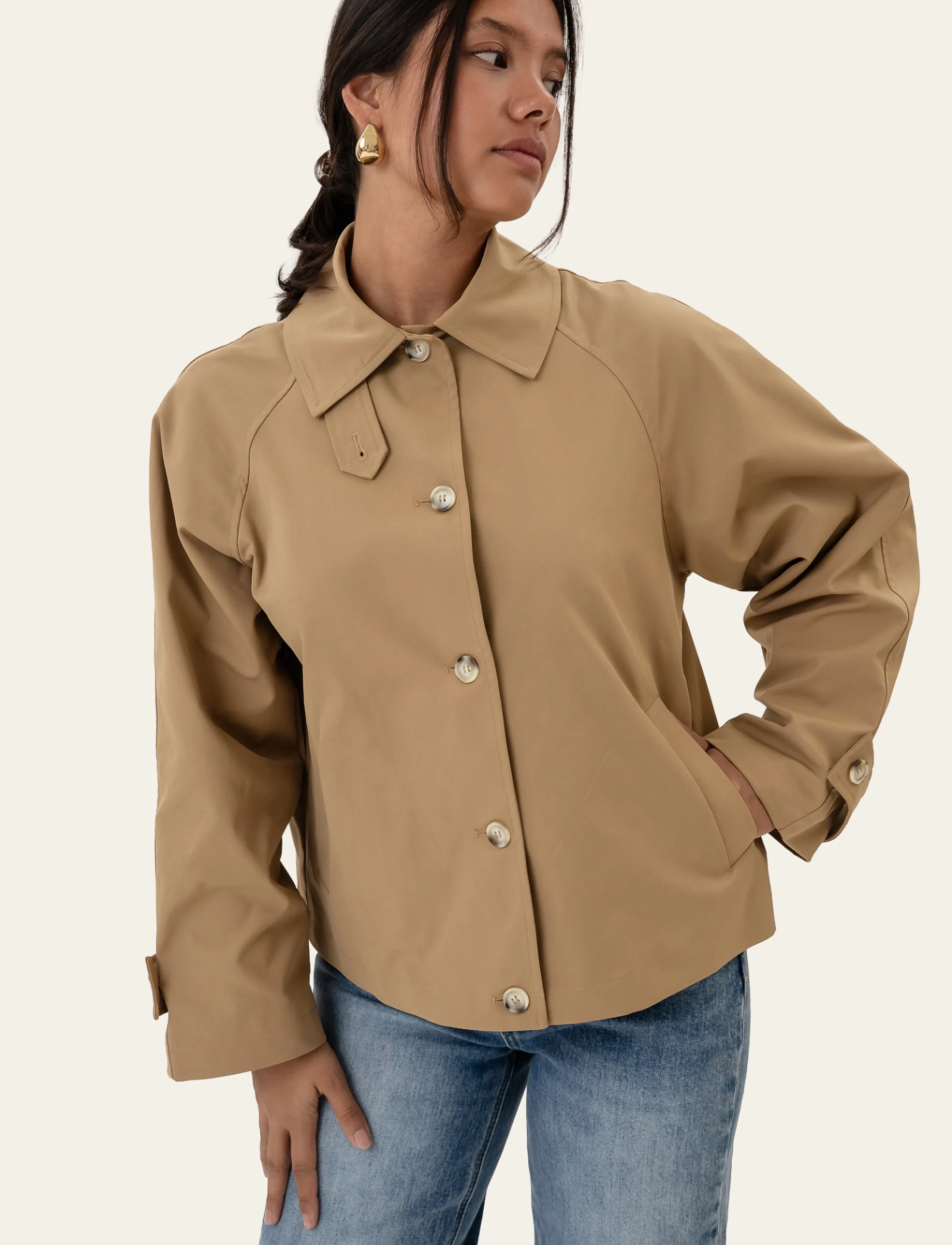 BYIC AvaIC Short Trenchcoat - Kleding - CAMEL / beige