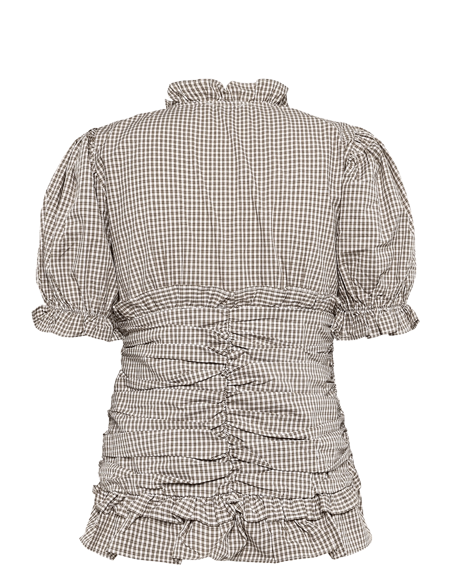 BYIC - ArielIC Blouse - short-sleeved blouses - brown checks - 2