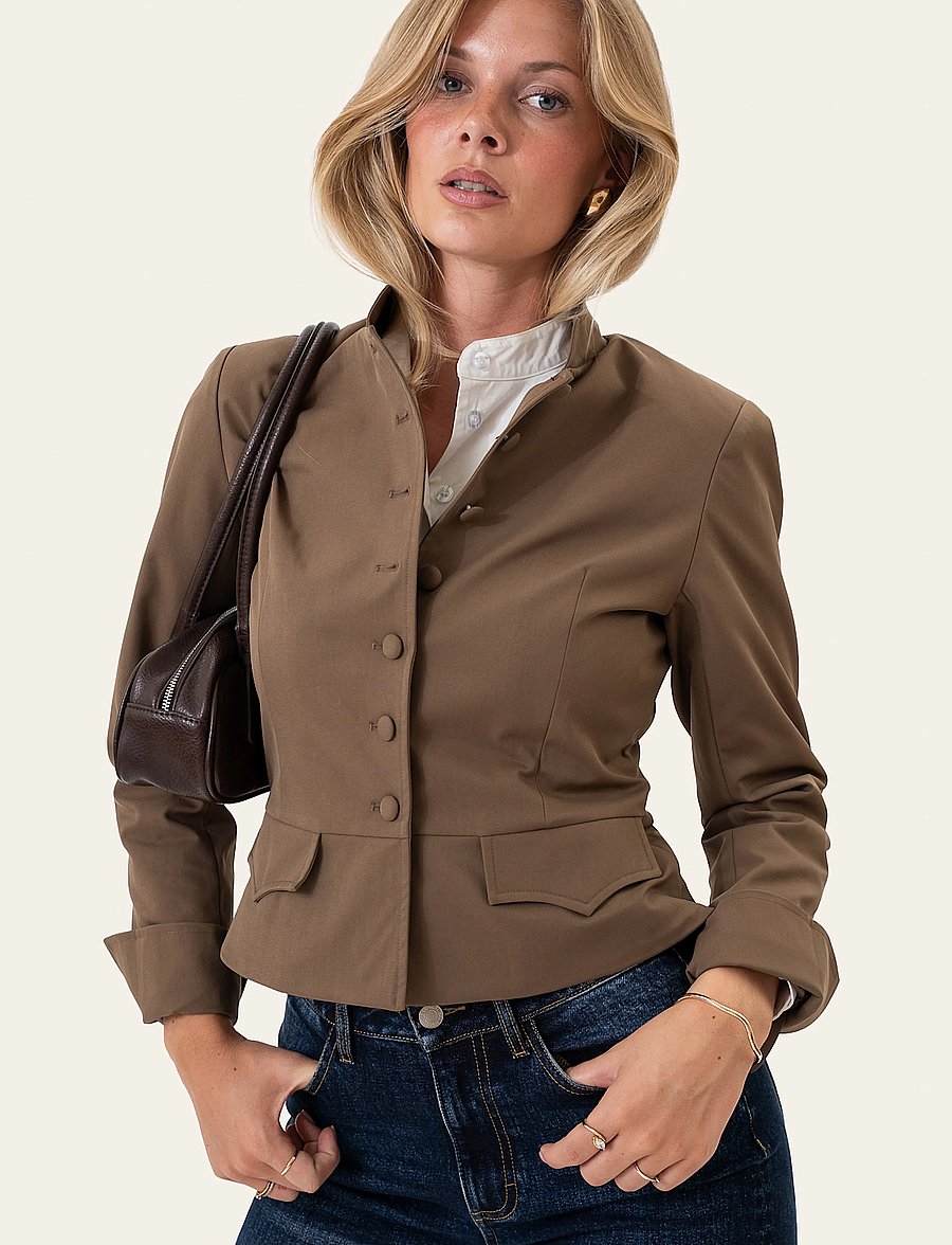 BYIC - CilleIC Blazer Shirt - enkeltradede blazere - dark brown - 5