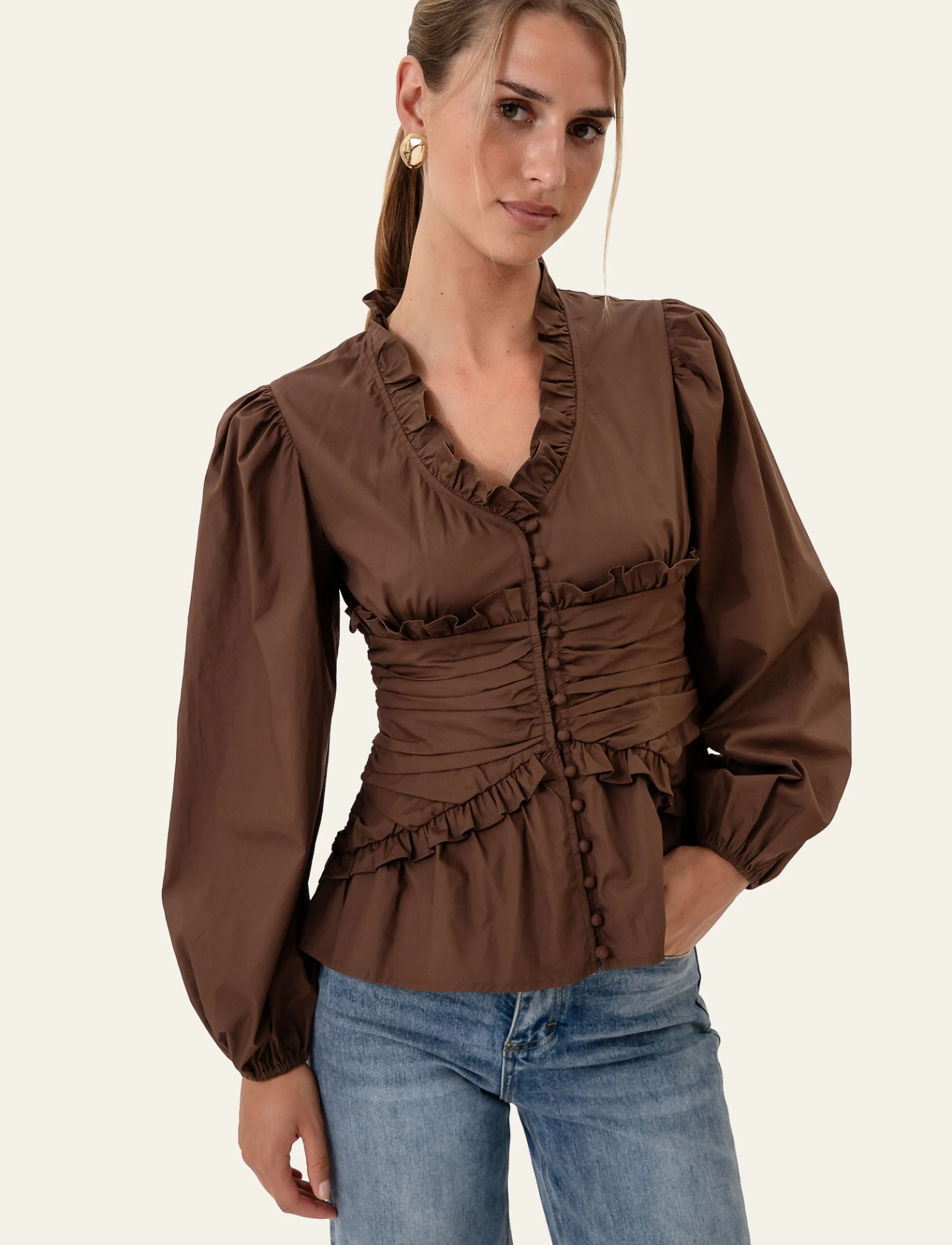 BYIC - ArielIC LS Blouse - langærmede bluser - brown - 4