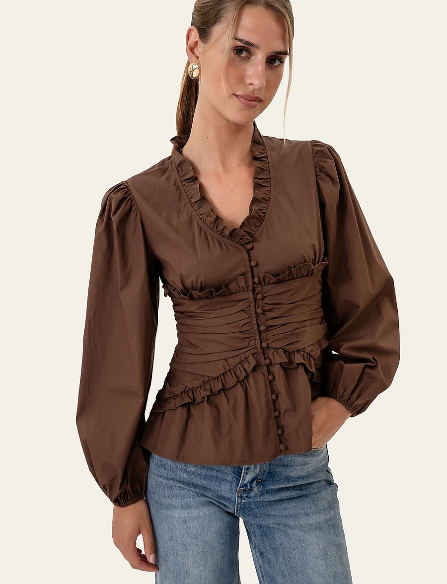 BYIC - ArielIC LS Blouse - langærmede bluser - brown - 4