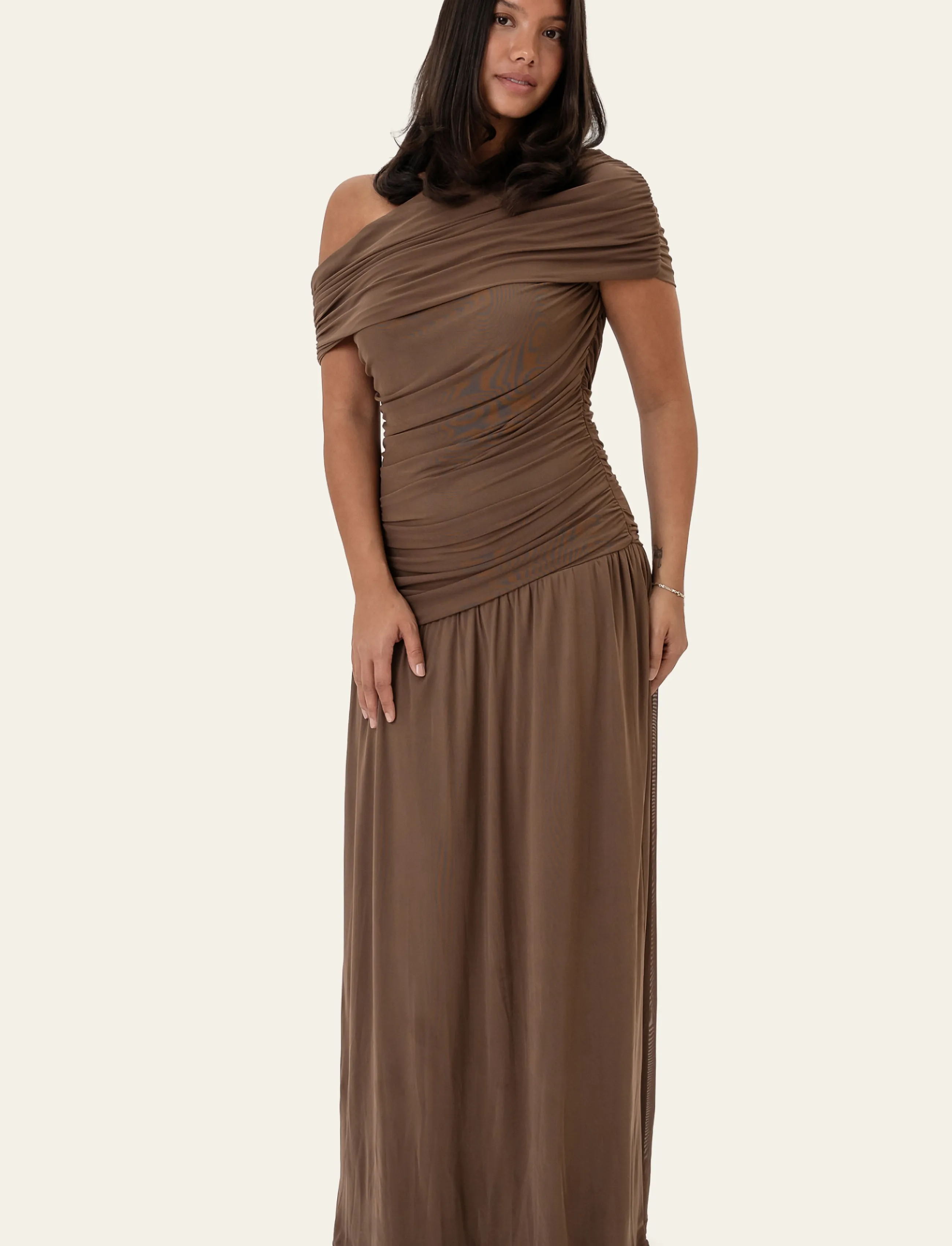 BYIC - JuneIC Mesh Dress - maxi dresses - dark brown - 5