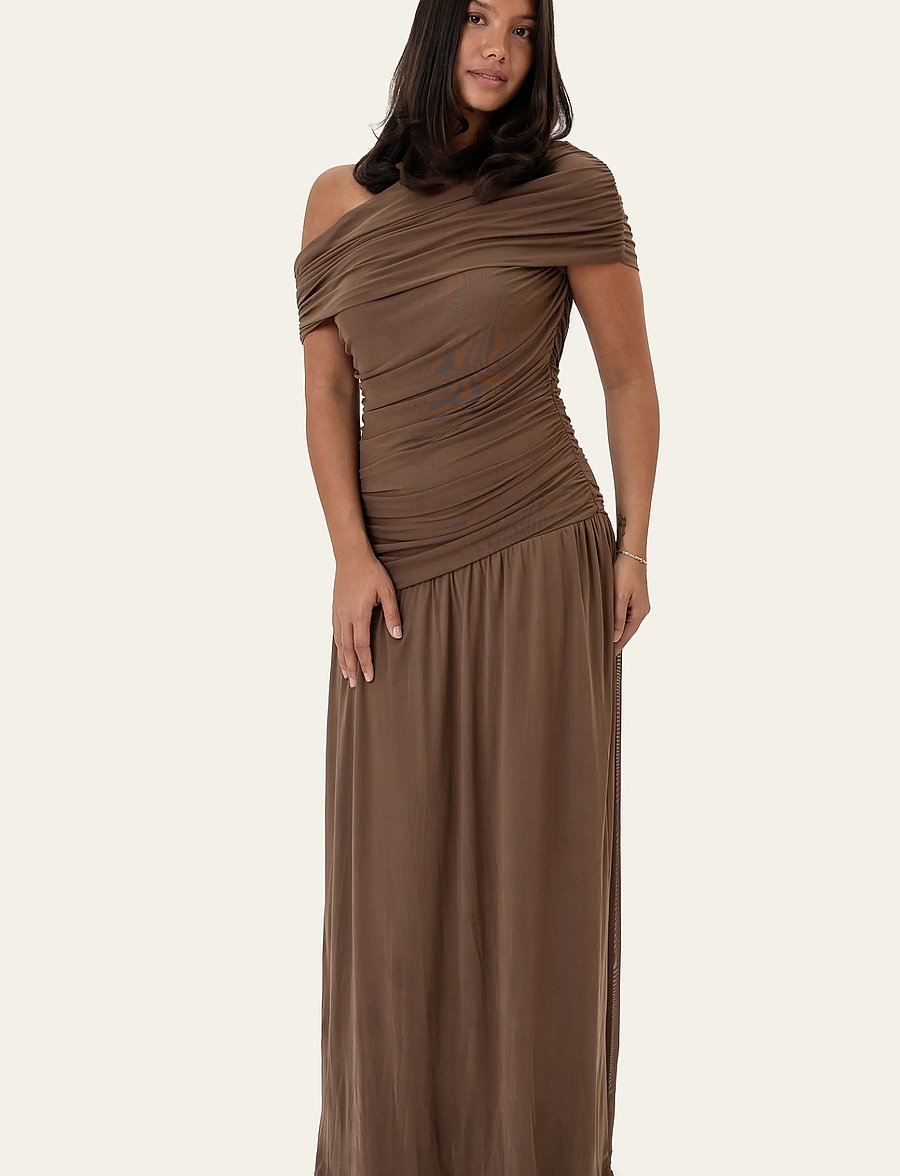 BYIC - JuneIC Mesh Dress - maxi dresses - dark brown - 5
