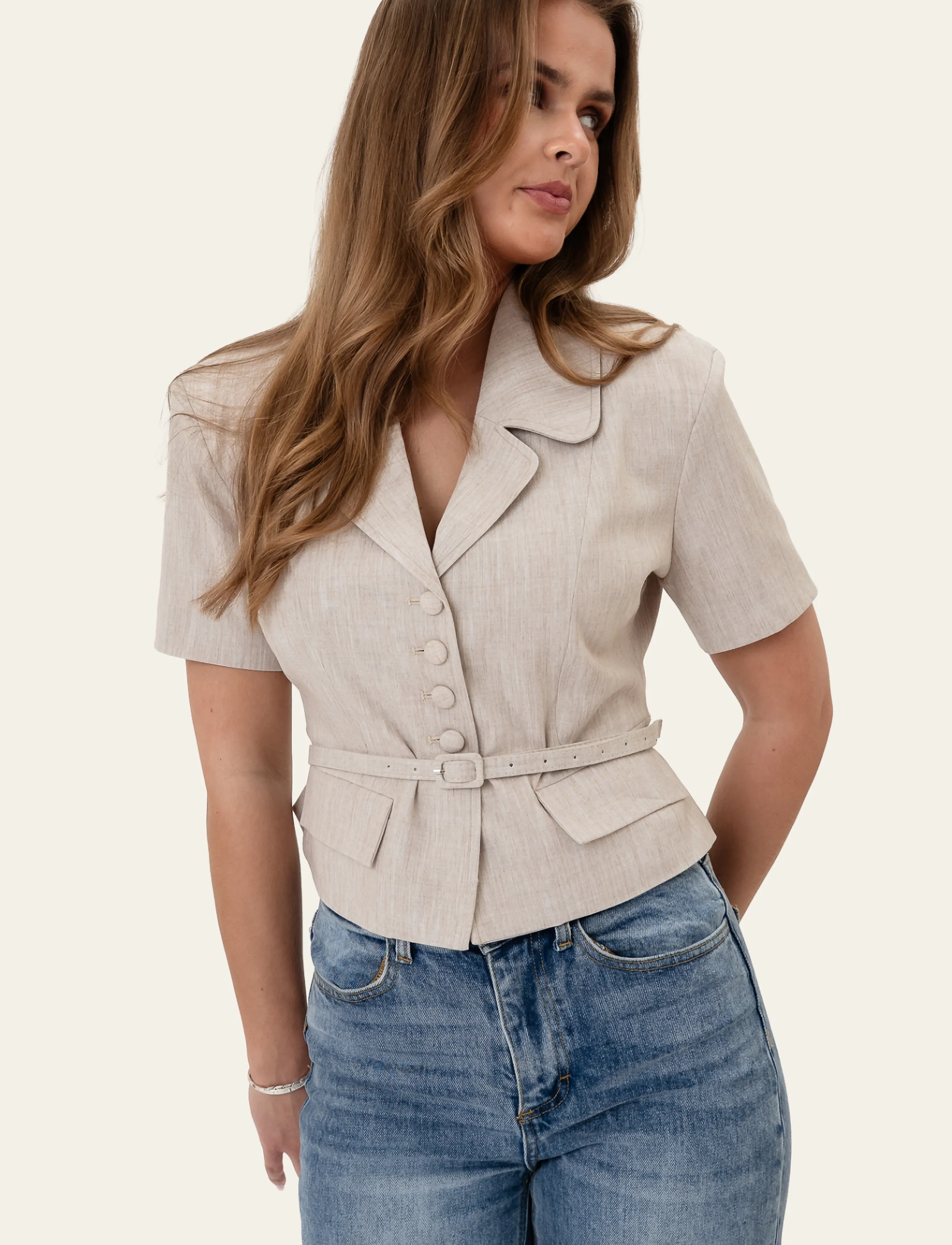 BYIC Annieic Tee Blazer, S, Beige - Belted Frauen