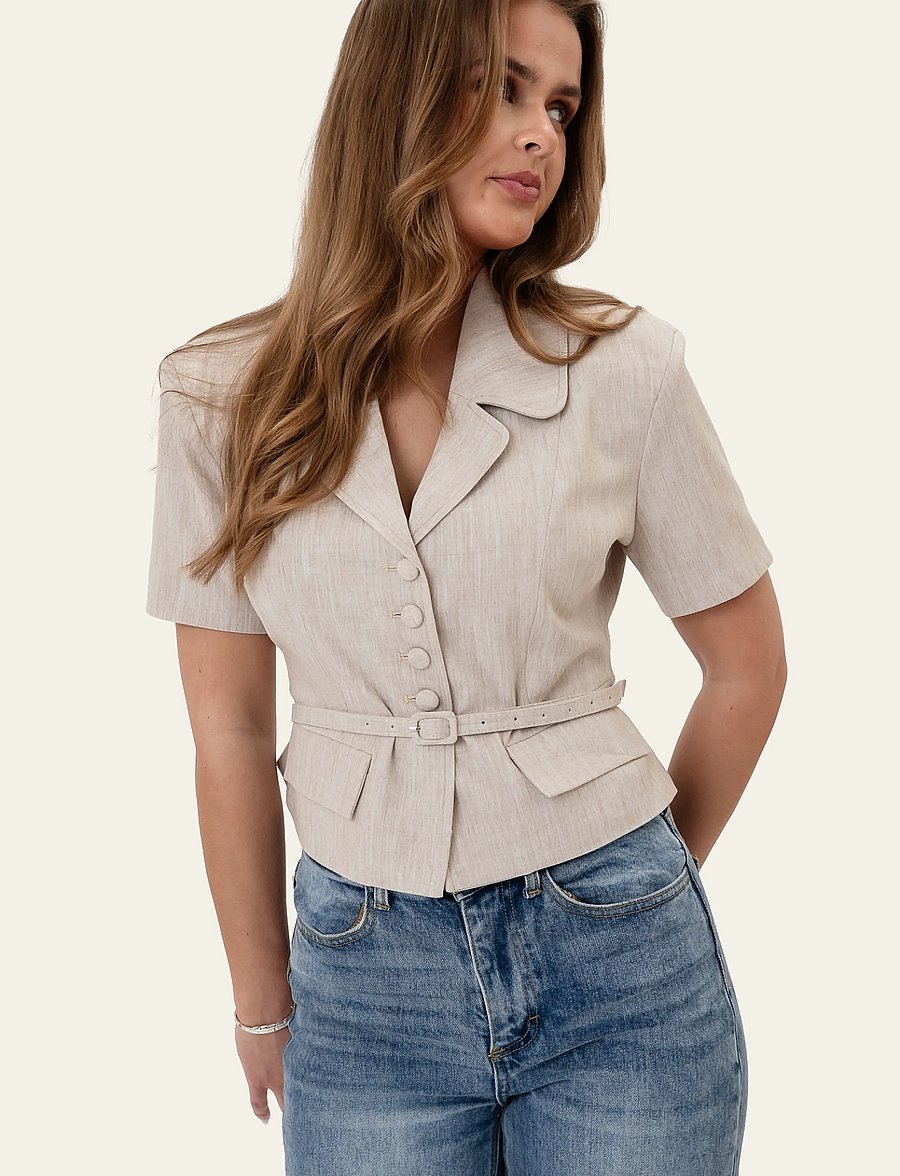BYIC - AnnieIC Tee Blazer - blazer mit gürtel - beige - 0