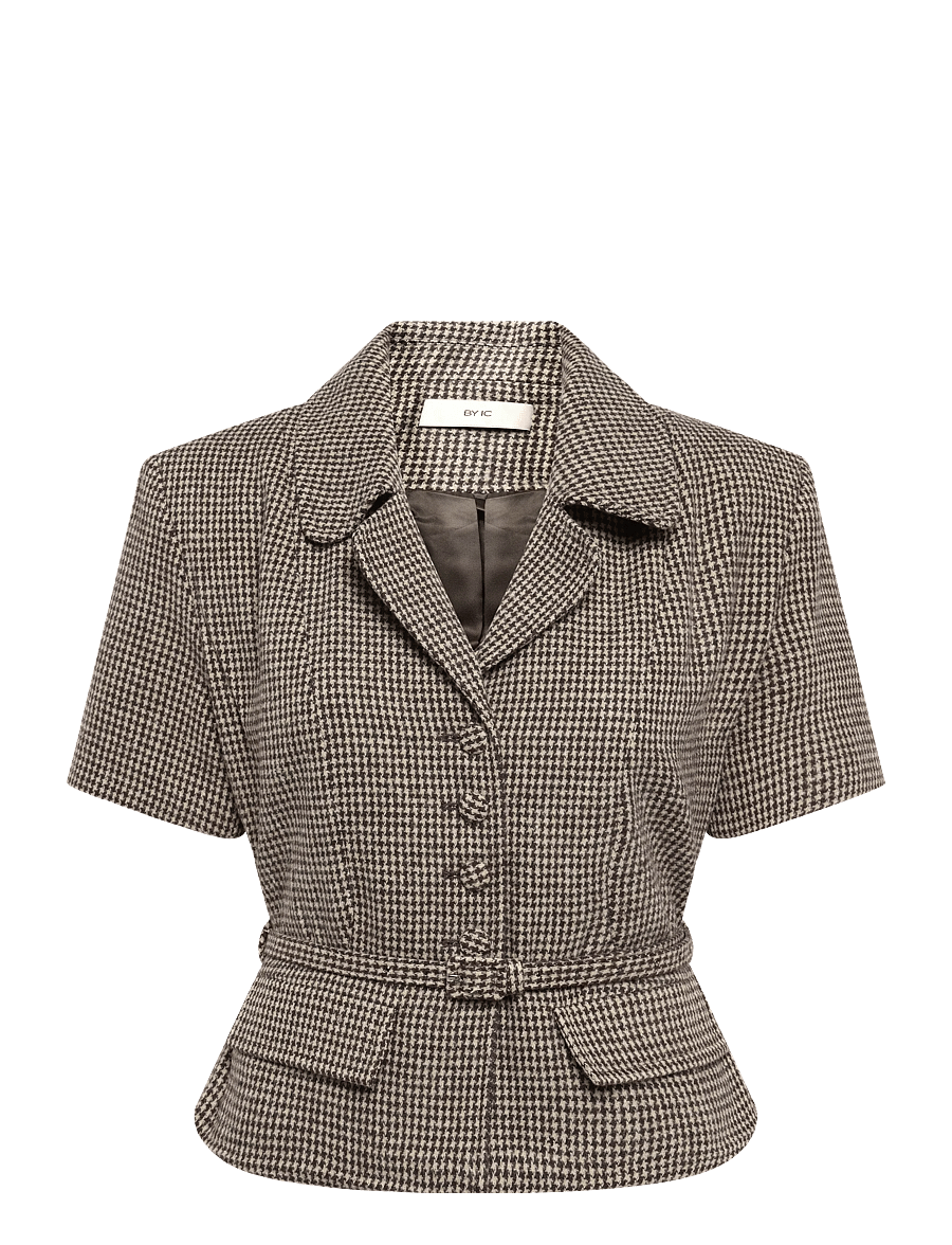 BYIC - AnnieIC Tee Blazer - blazere med bælte - brown checks - 0