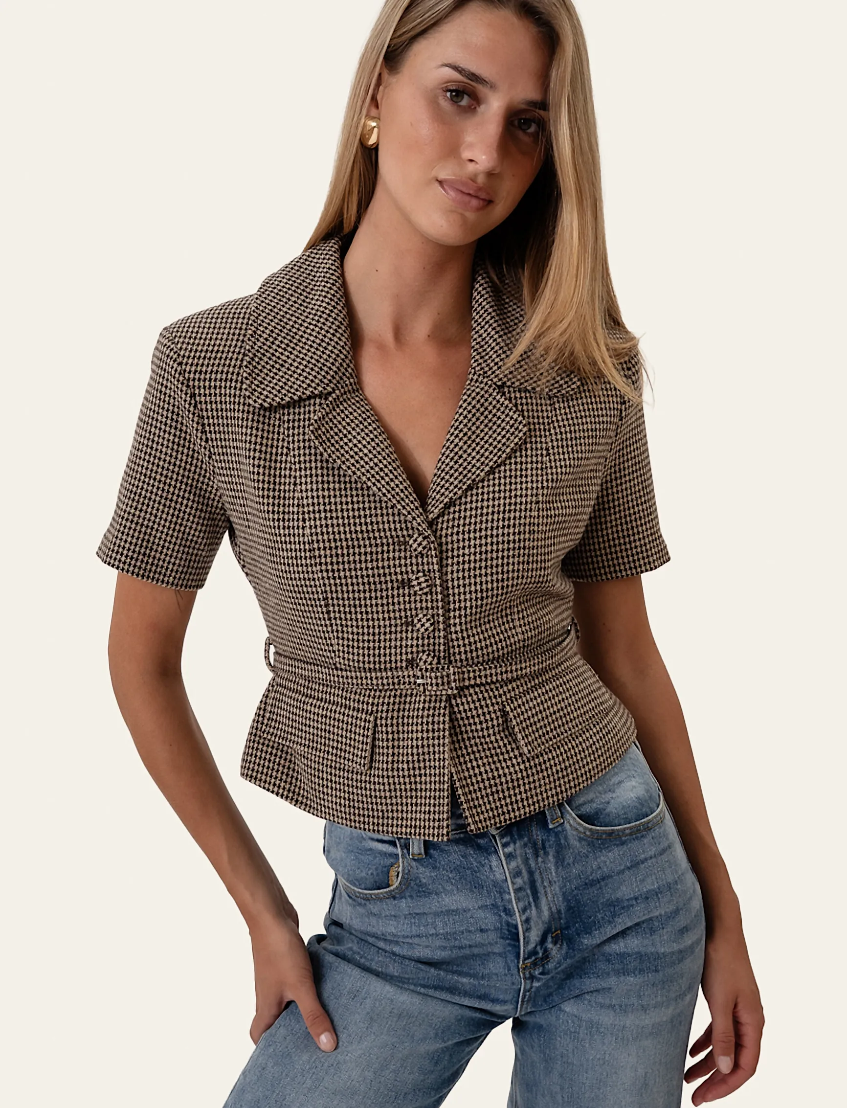BYIC - AnnieIC Tee Blazer - blazer mit gürtel - brown checks - 5