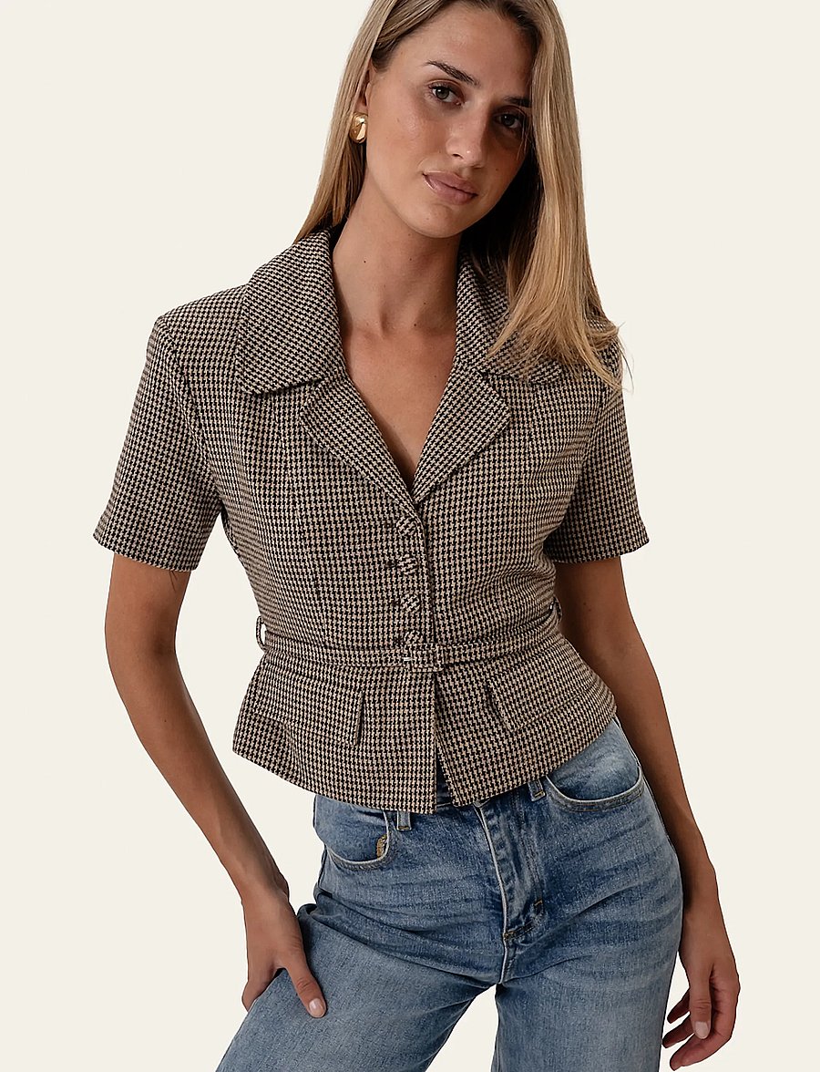 BYIC - AnnieIC Tee Blazer - blazer mit gürtel - brown checks - 5