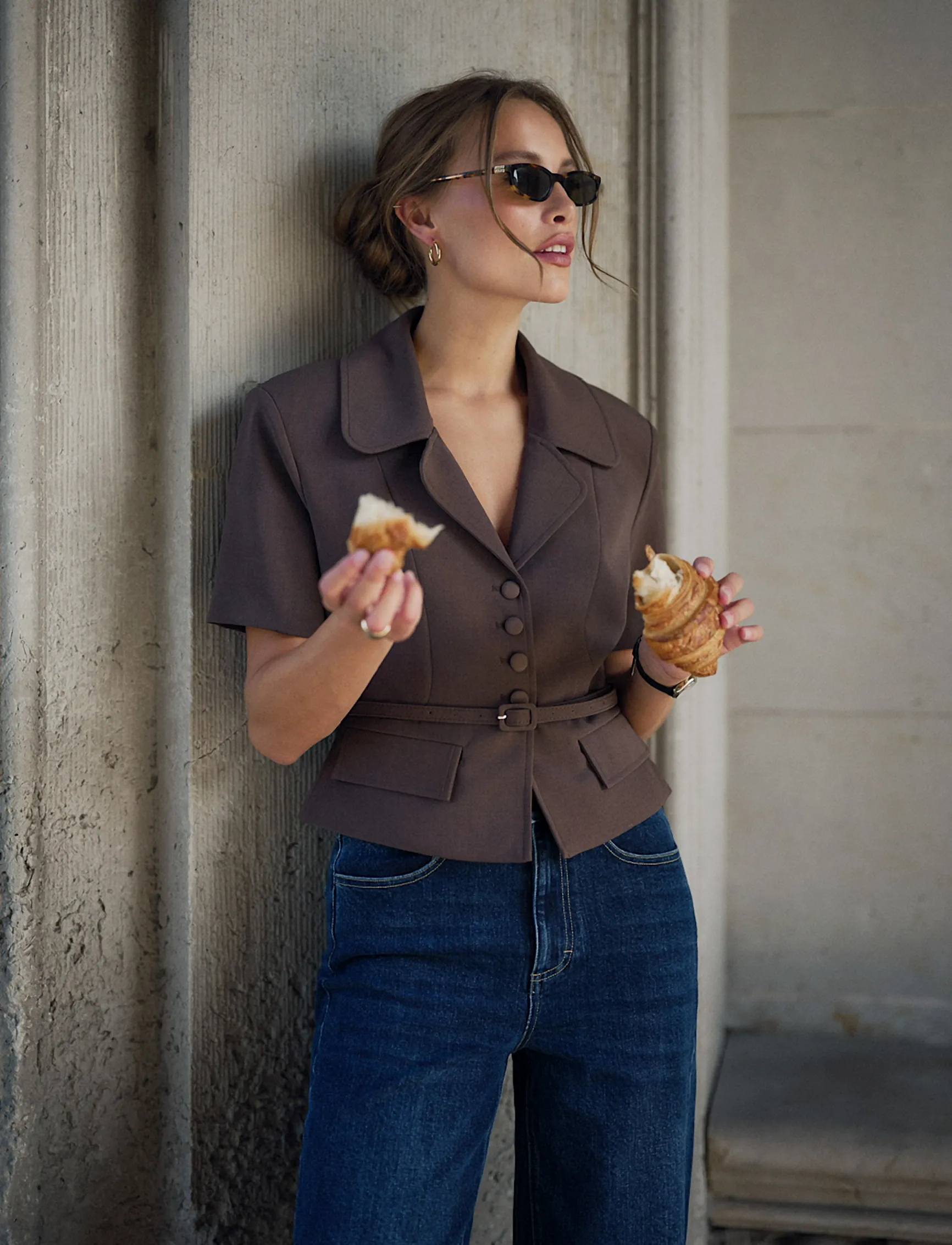 BYIC - AnnieIC Tee Blazer - belted blazers - dark brown - 3