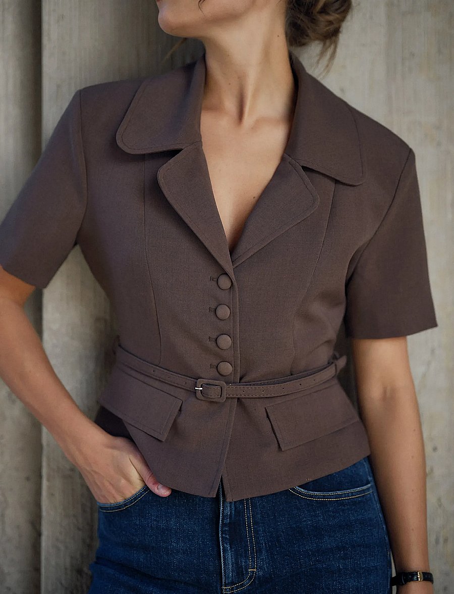 BYIC - AnnieIC Tee Blazer - vööga pintsakud - dark brown - 4
