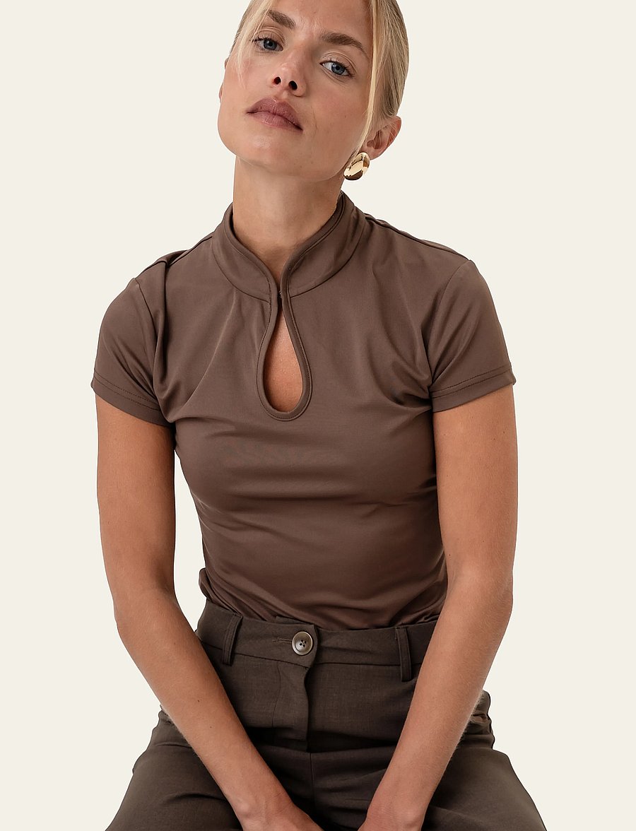 BYIC - CleoIC Top - t-shirts - dark brown - 4