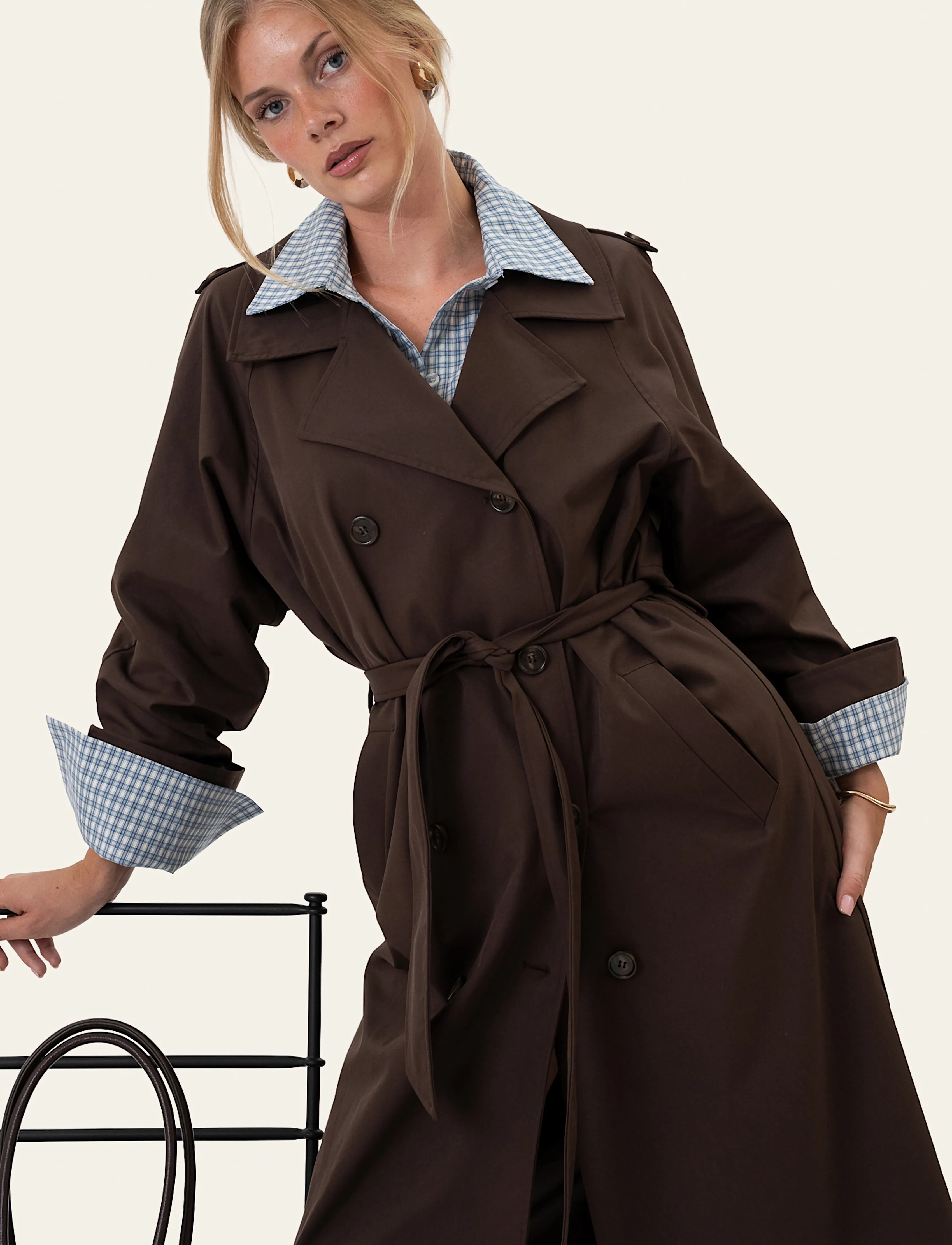 BYIC - EvieIC Trenchcoat - trenchcoats - chocolate brown - 4