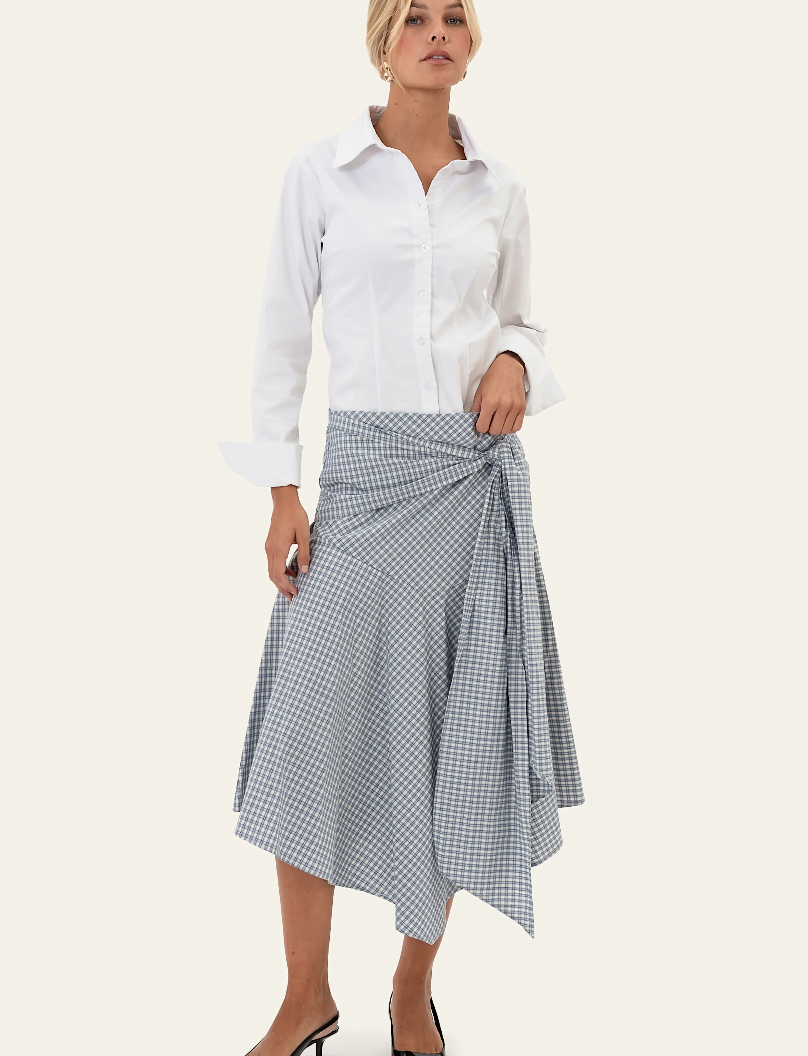 BYIC - SiriIC Midi Skirt - wrap skirts - blue checks - 0