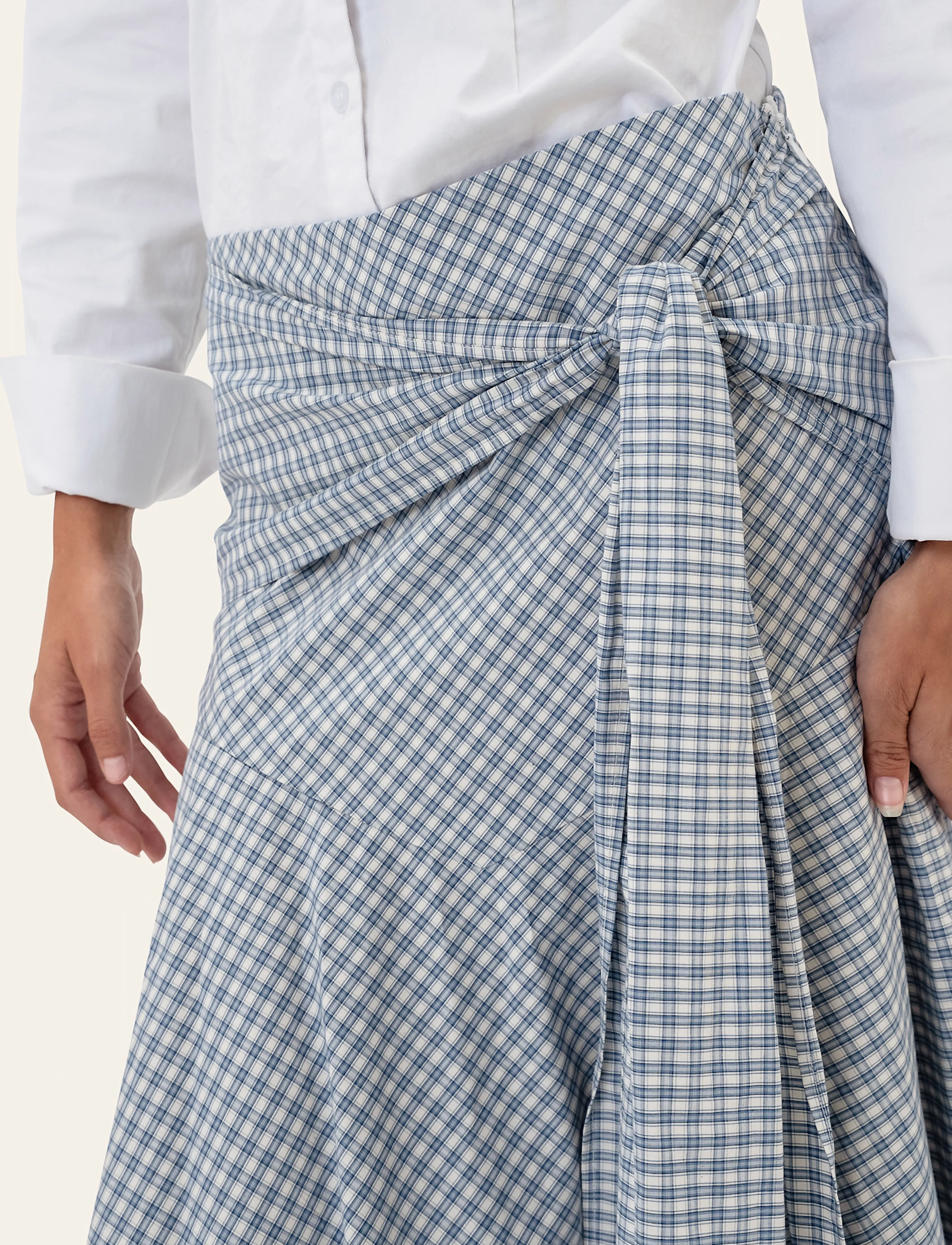 BYIC - SiriIC Midi Skirt - wrap skirts - blue checks - 5
