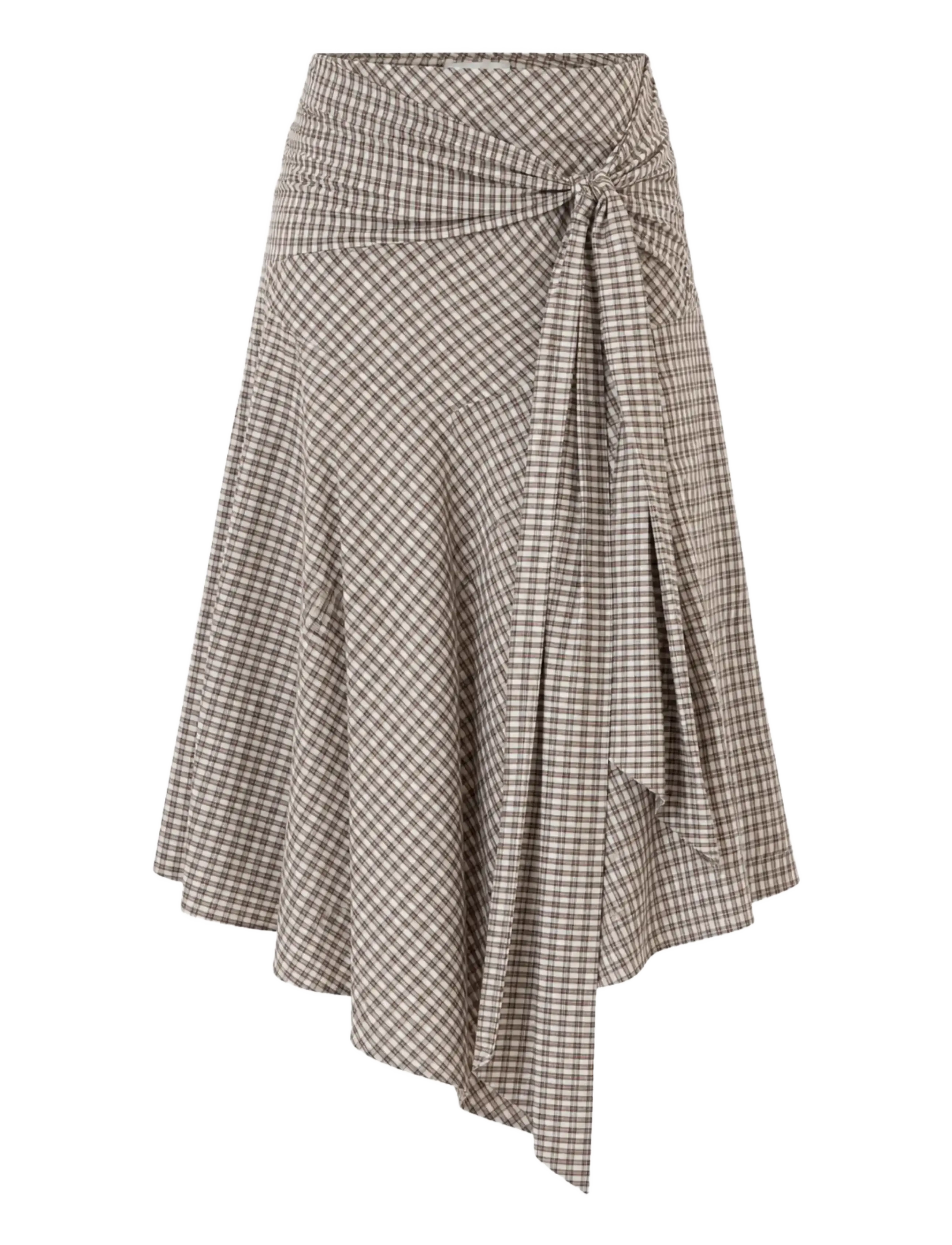BYIC SiriIC Midi Skirt - Everyday Style - DARK BROWN CHECKS / brown