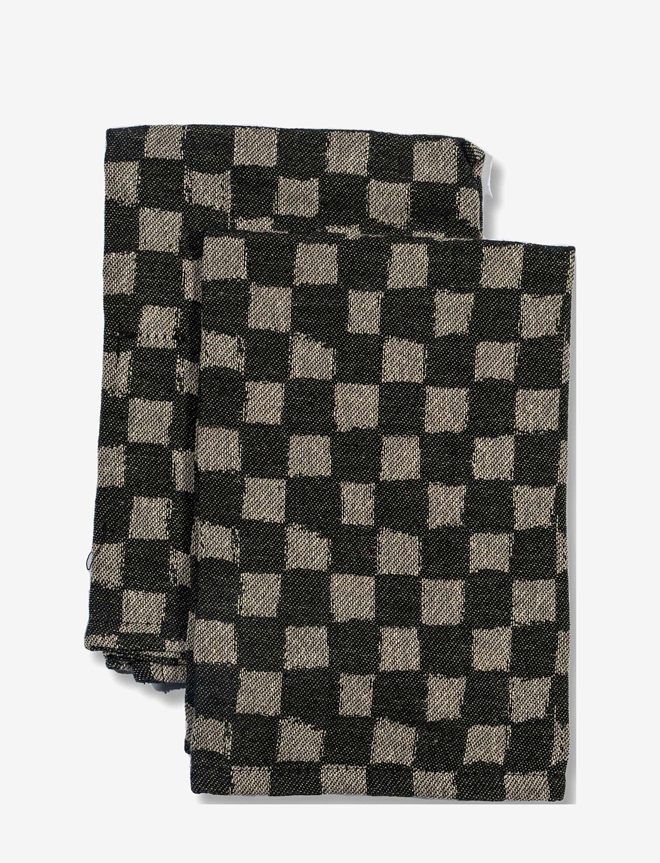 Byon - Cotton napkin Checki - stoffservietten - black/beige - 0