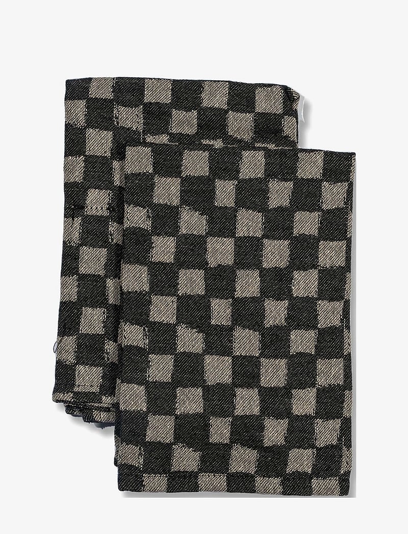 Byon - Cotton napkin Checki - stoffservietten - black/beige - 0
