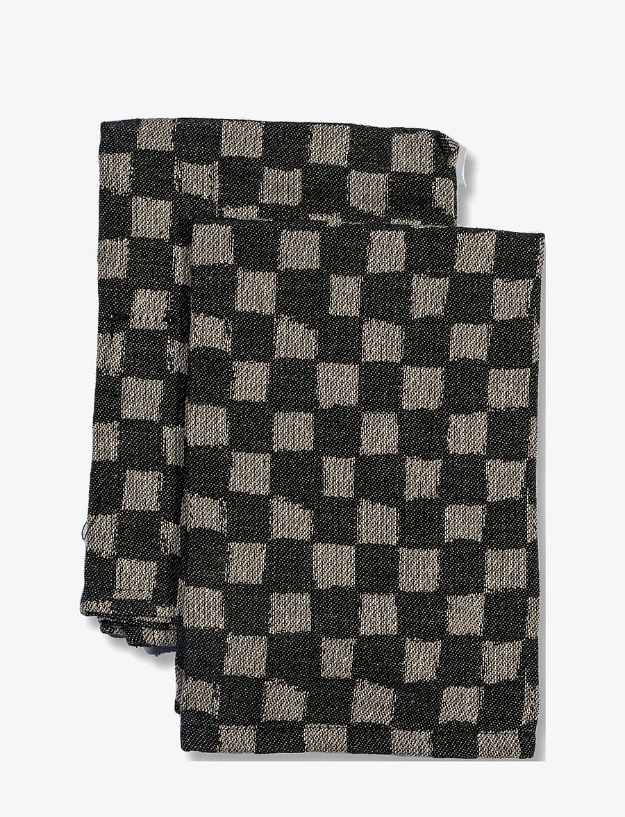 Byon - Cotton napkin Checki - linased ja puuvillased salvrätikud - black/beige - 0