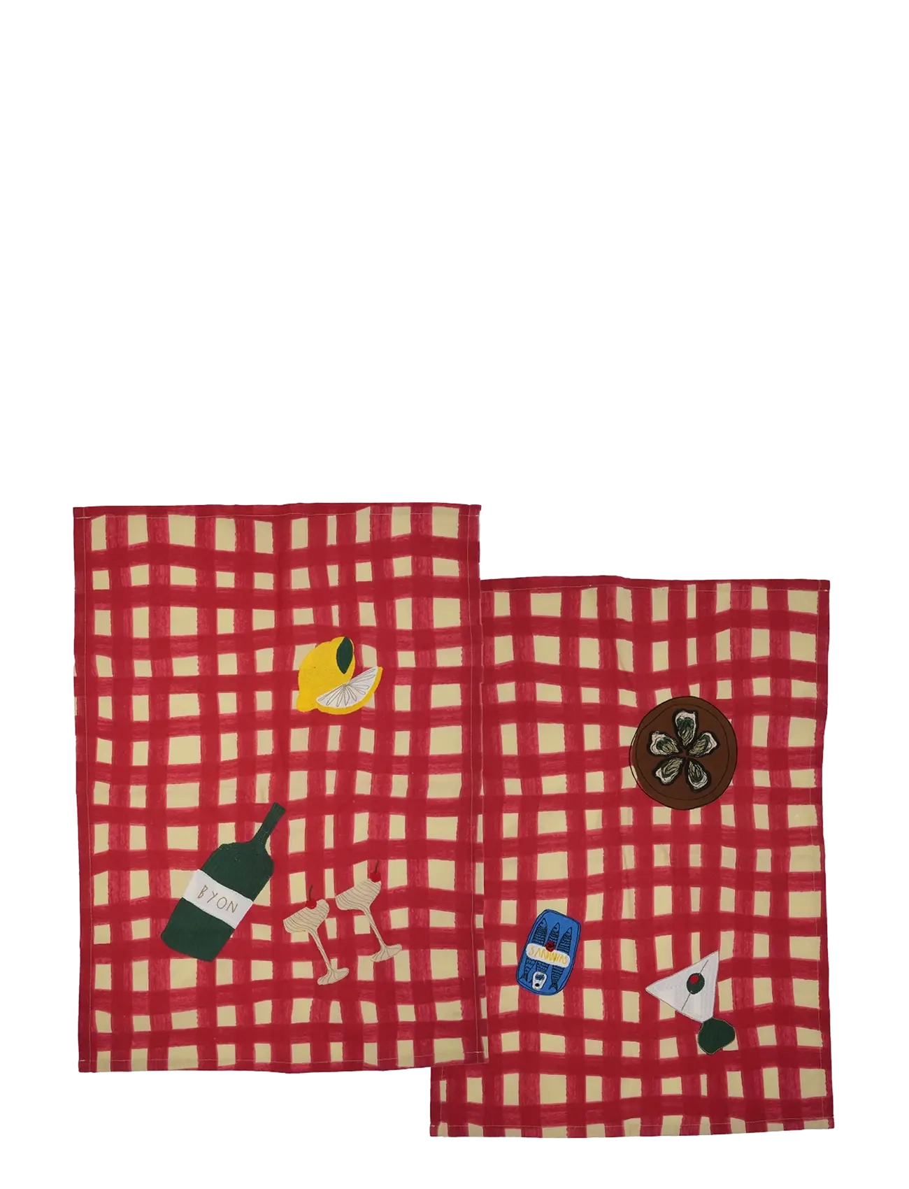 Byon Kitchen towel Sera 2pcs/set - Textilien - RED / red